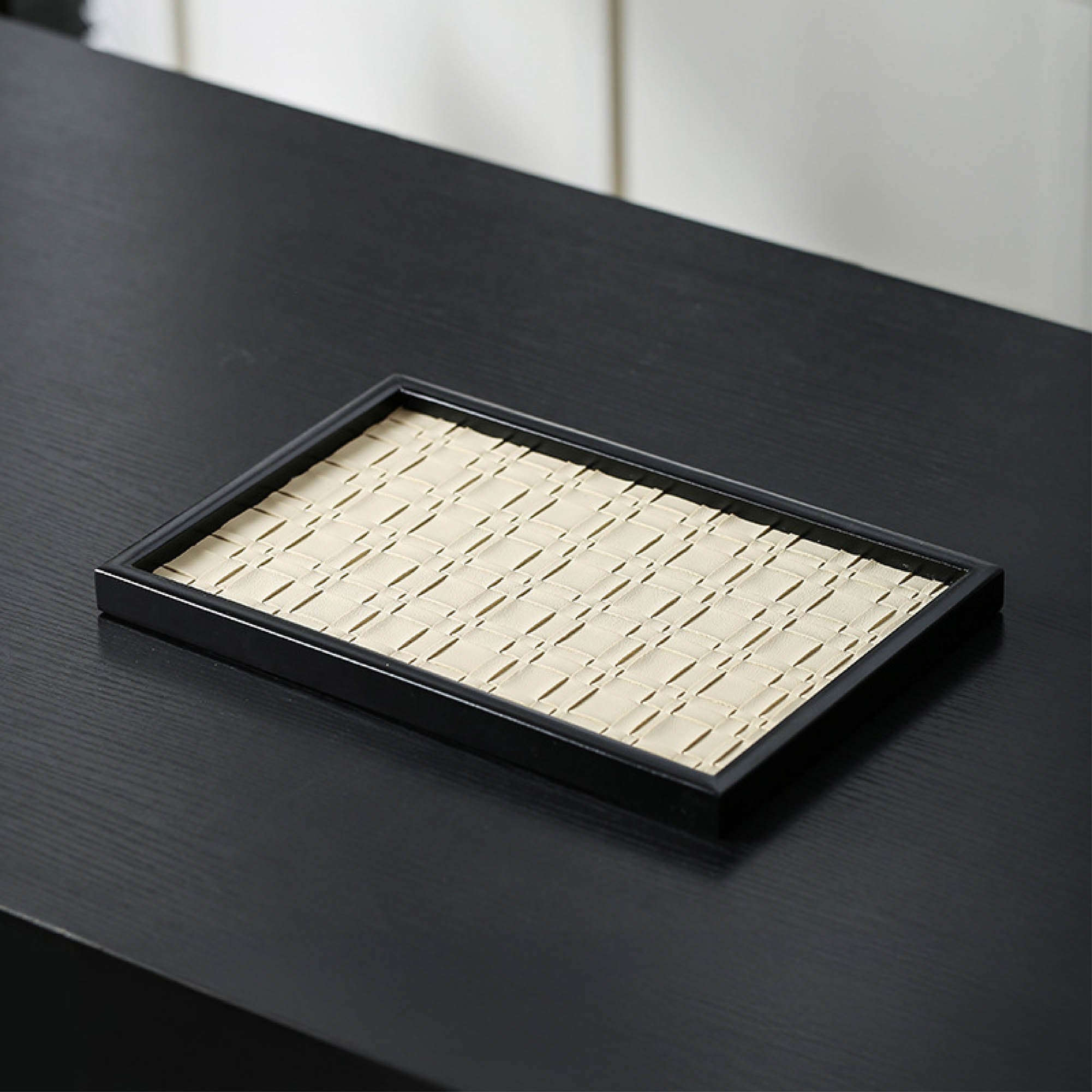 Rectangular Weave Leather Tray
