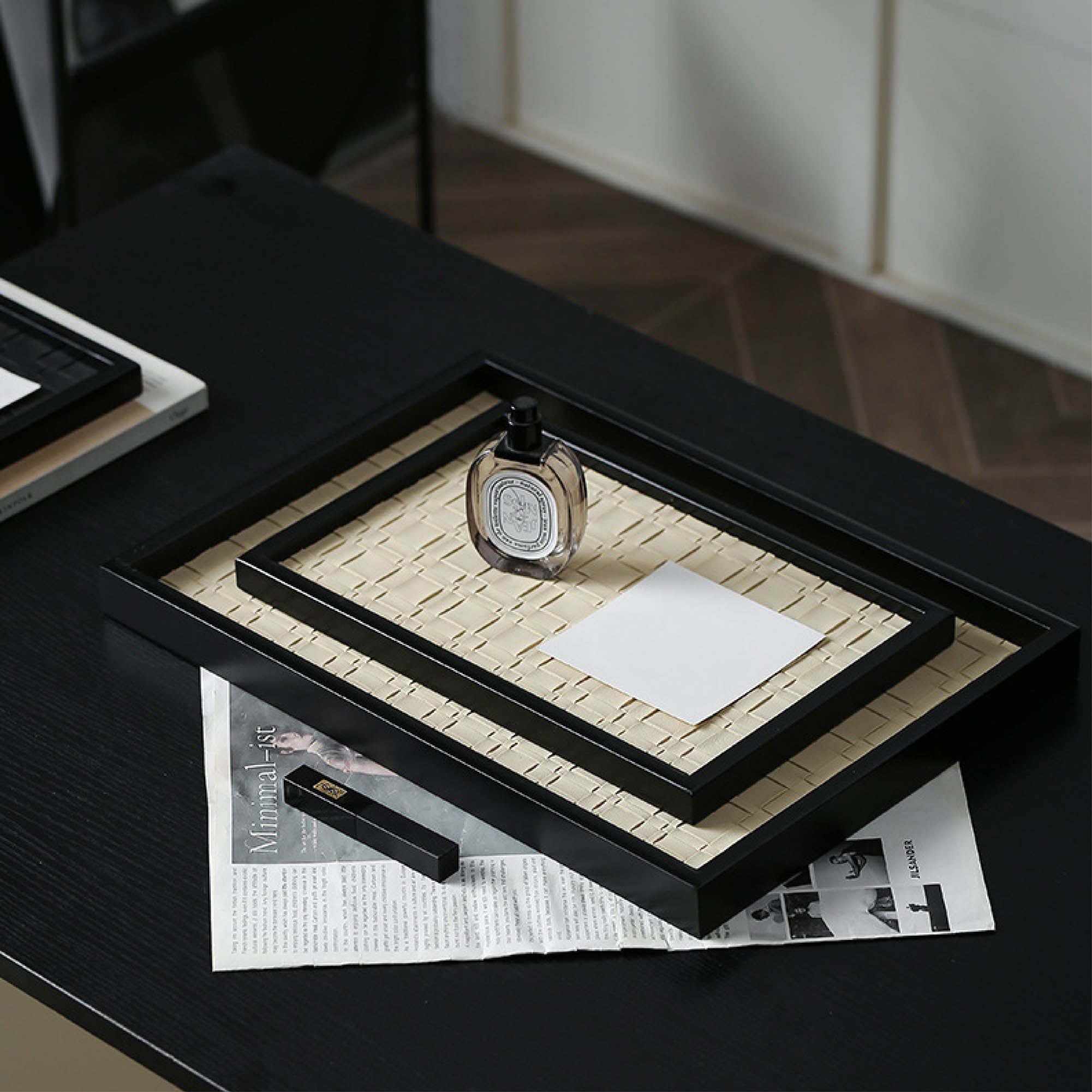 Rectangular Weave Leather Tray