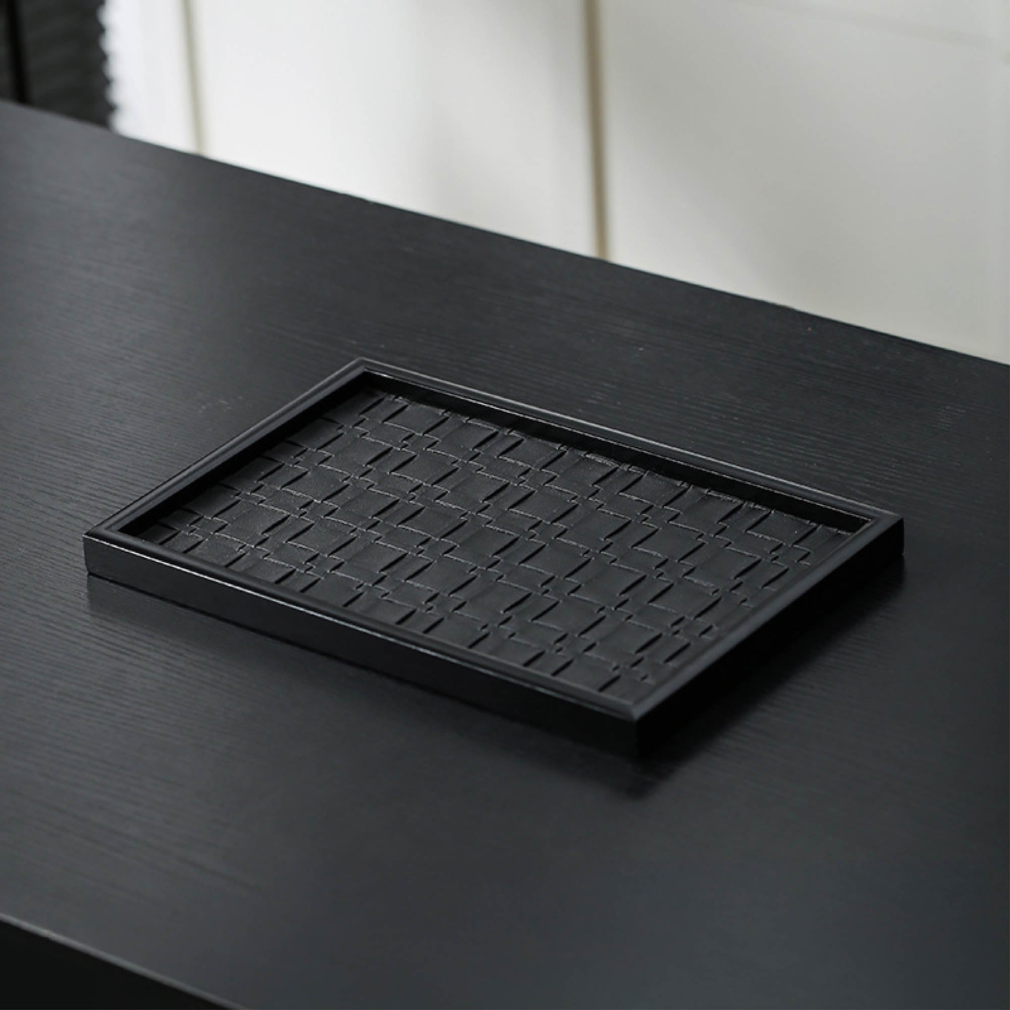 Rectangular Weave Leather Tray