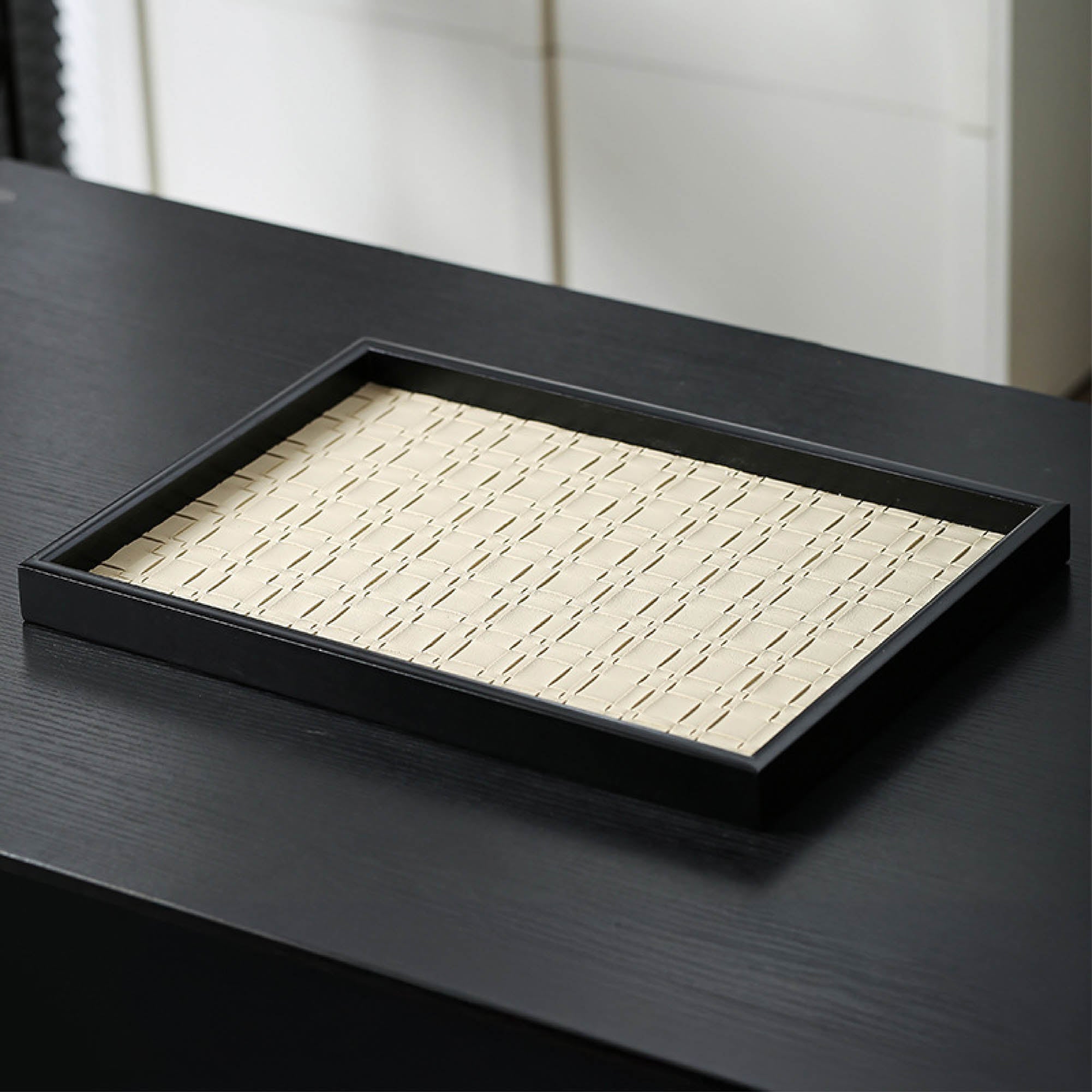 Rectangular Weave Leather Tray
