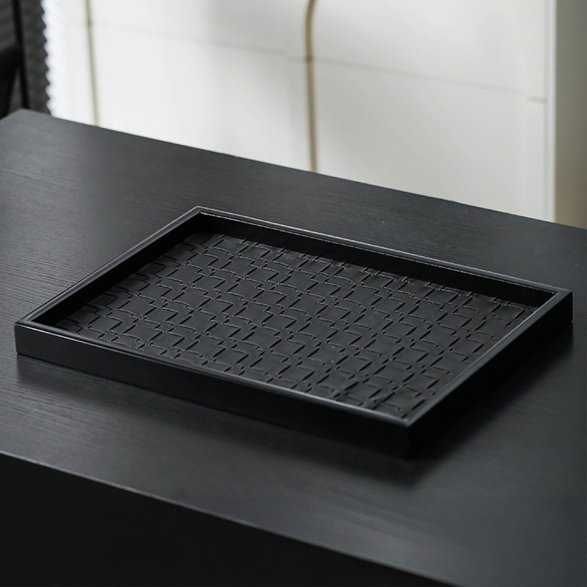Rectangular Weave Leather Tray