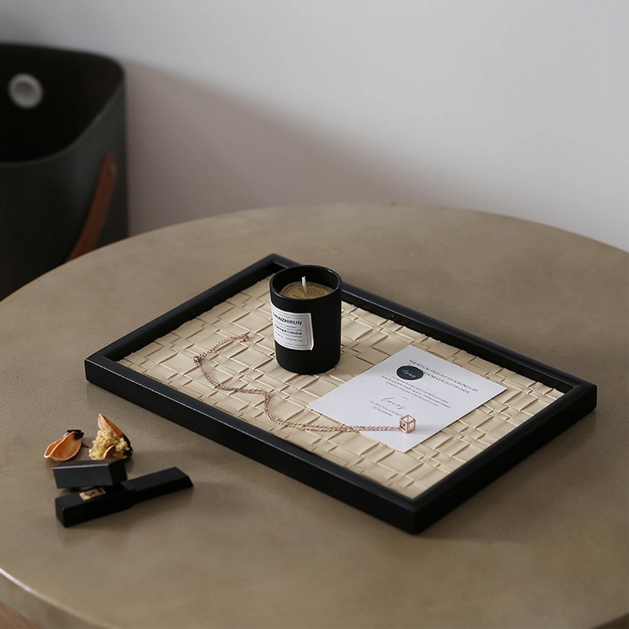 Rectangular Weave Leather Tray