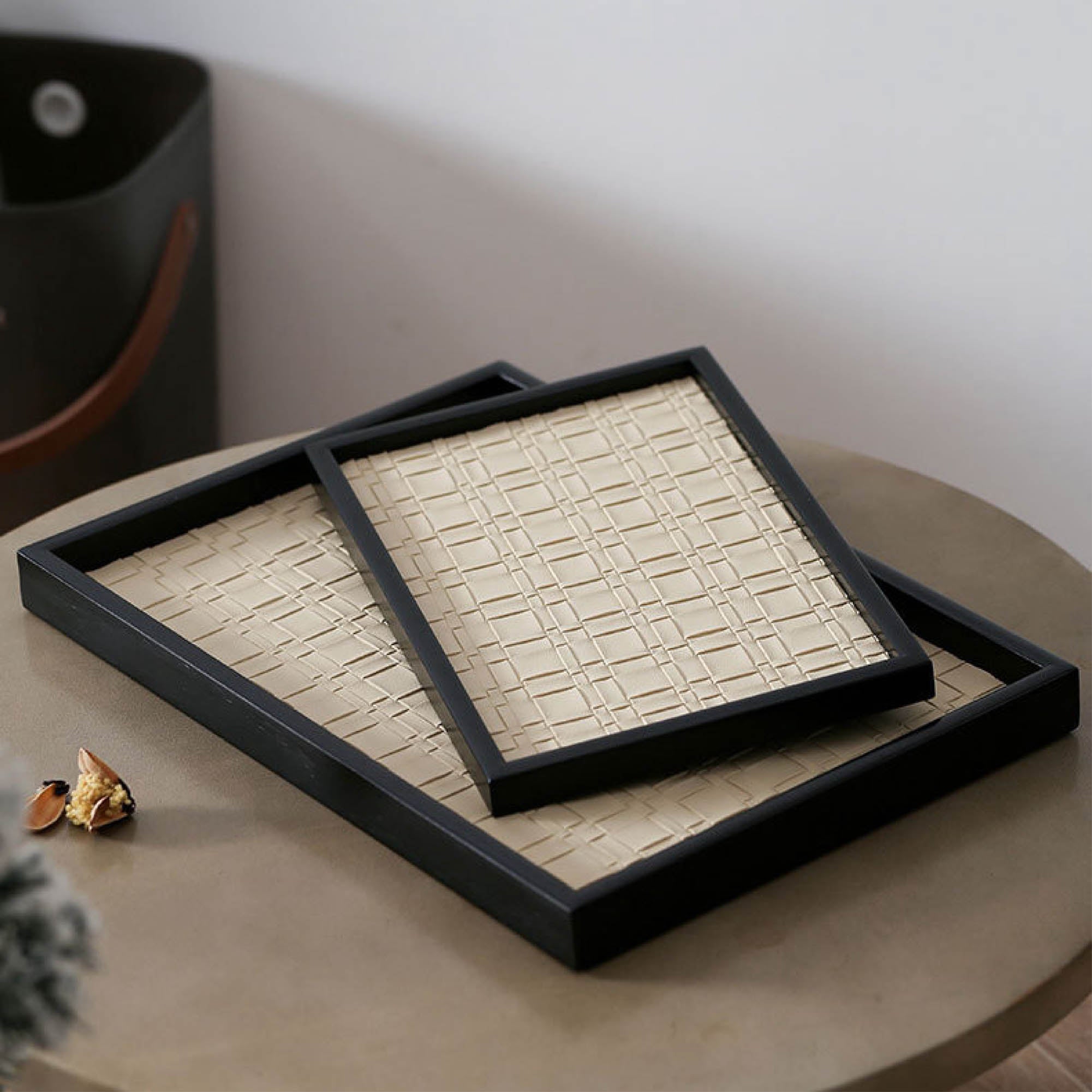 Rectangular Weave Leather Tray
