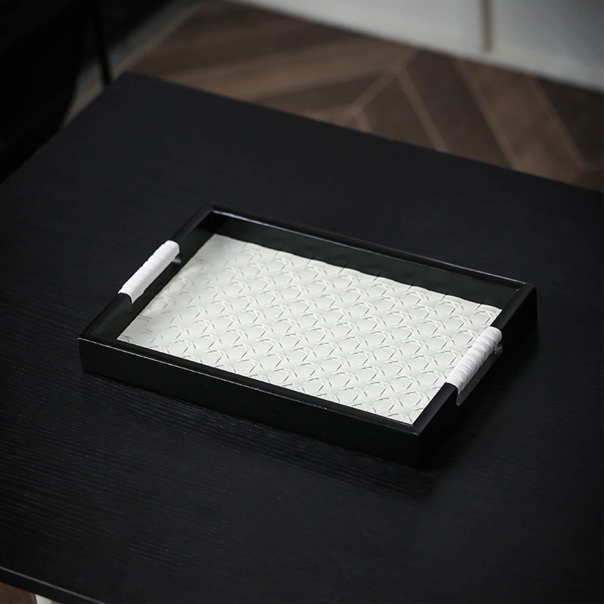 Rectangular Weave Leather Tray