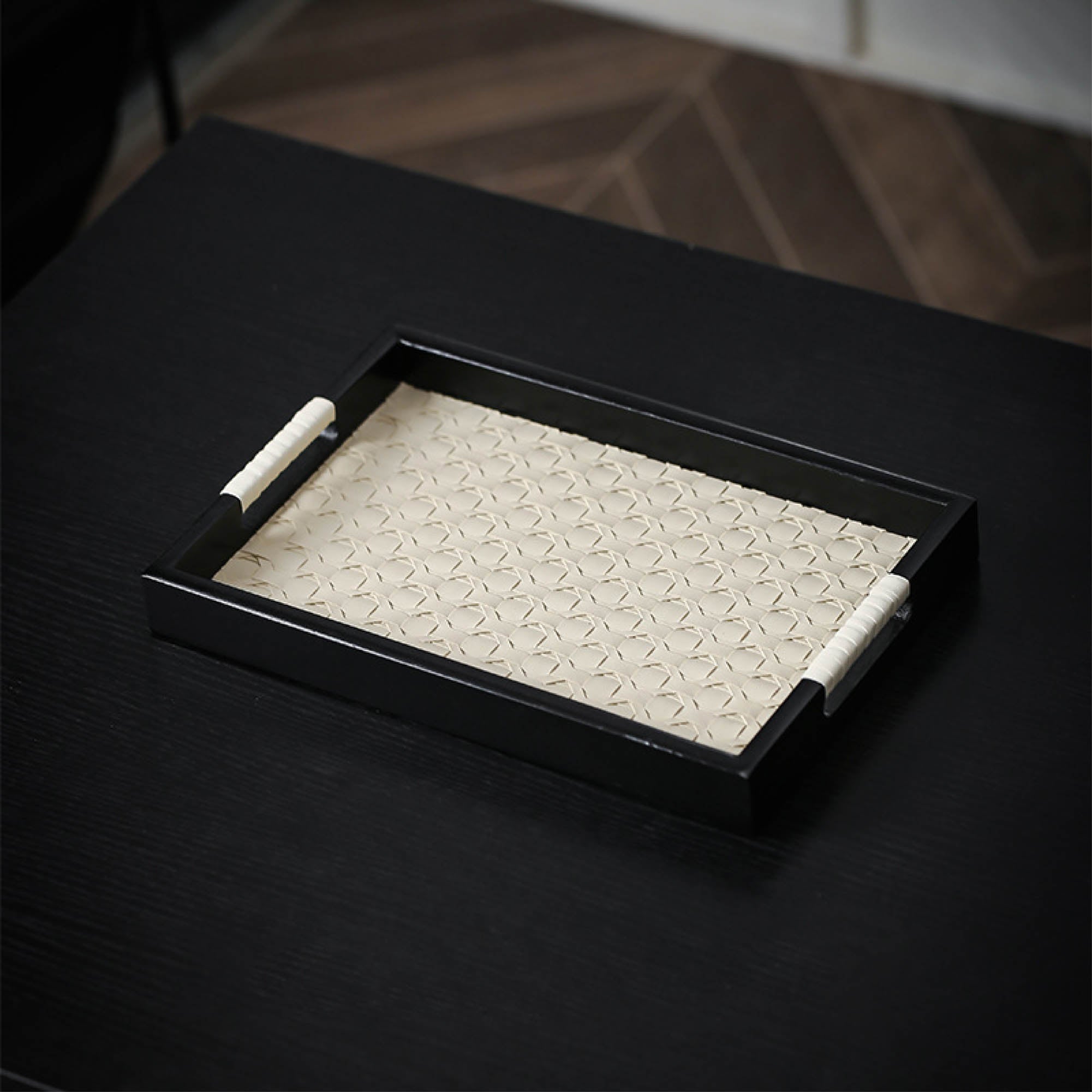 Rectangular Weave Leather Tray