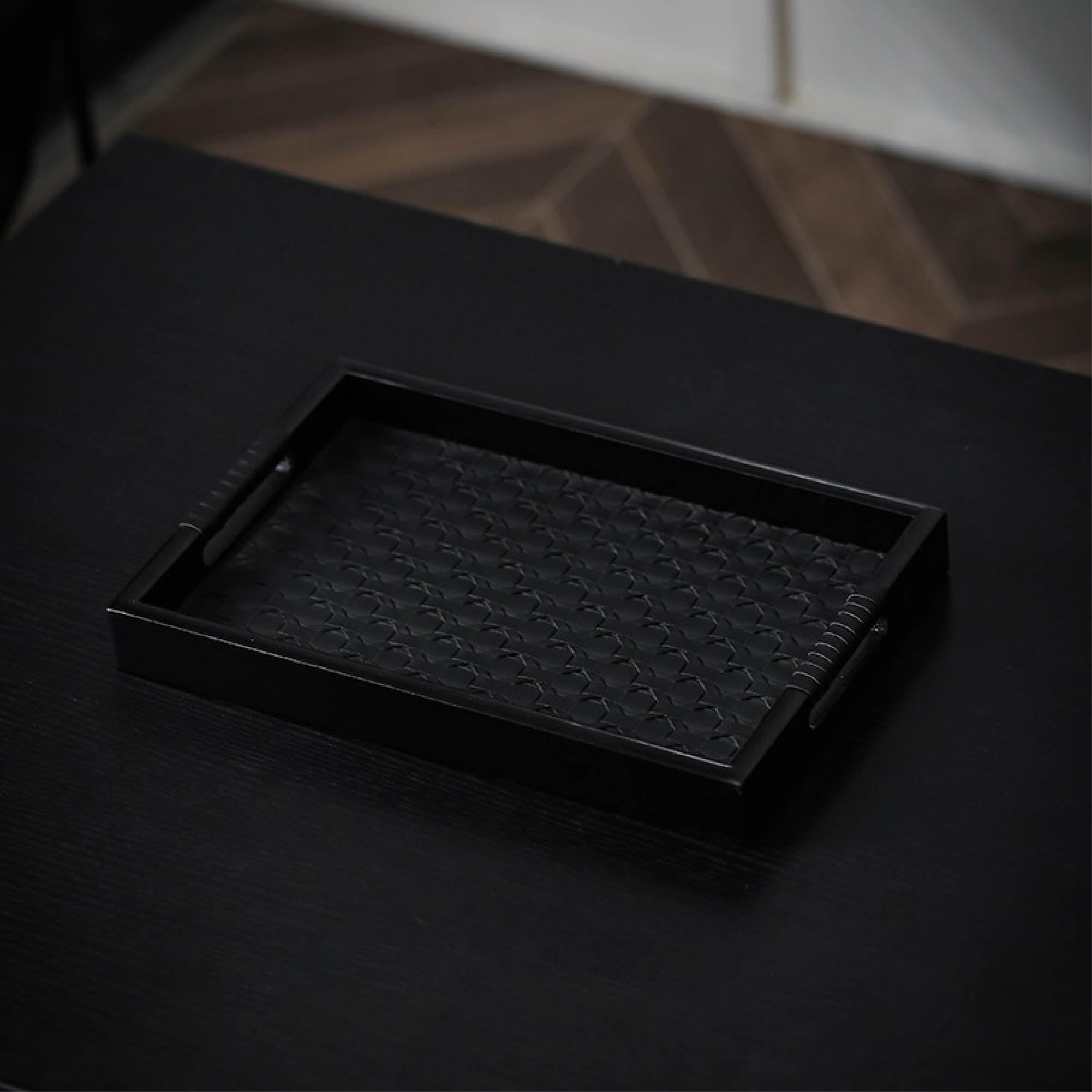 Rectangular Weave Leather Tray