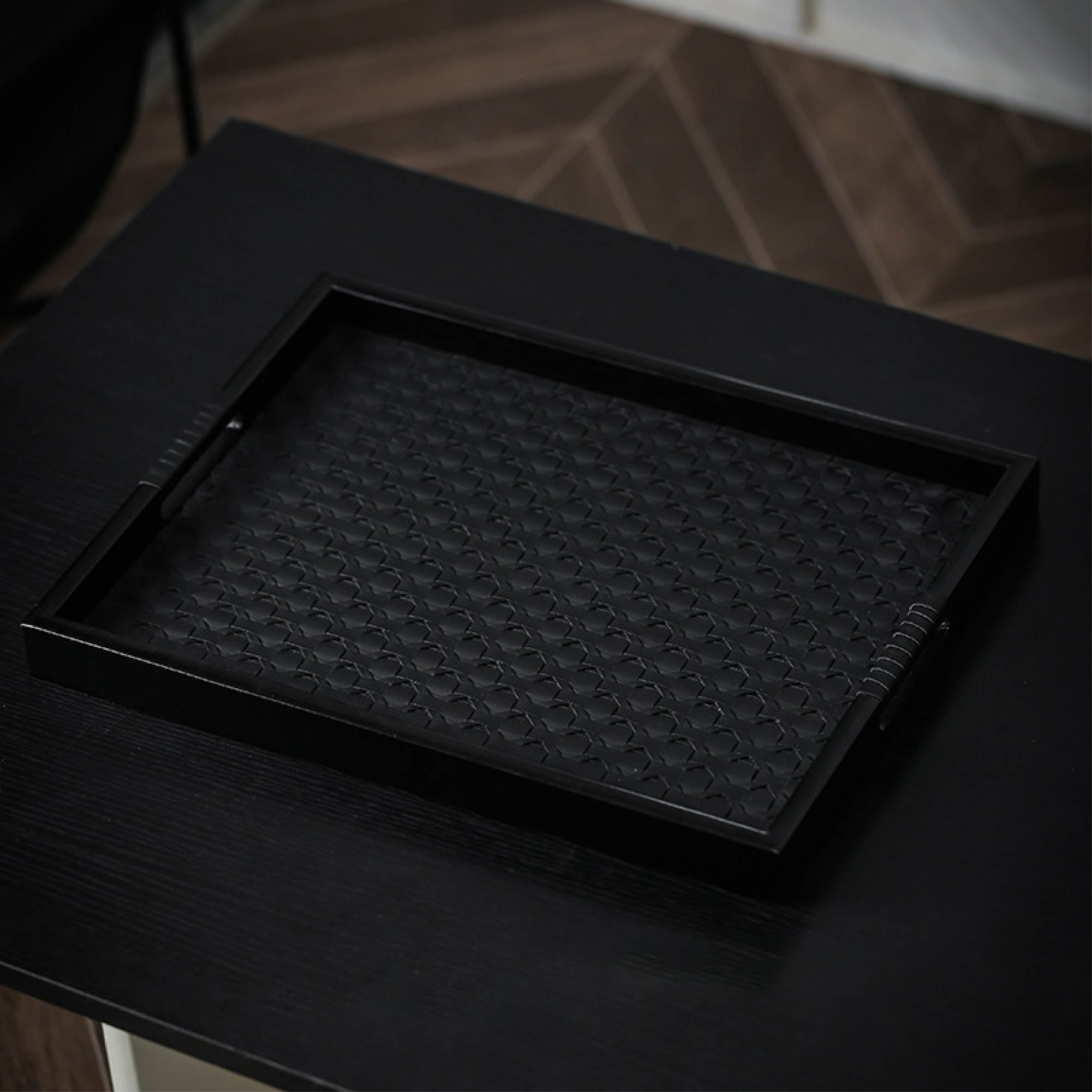 Rectangular Weave Leather Tray