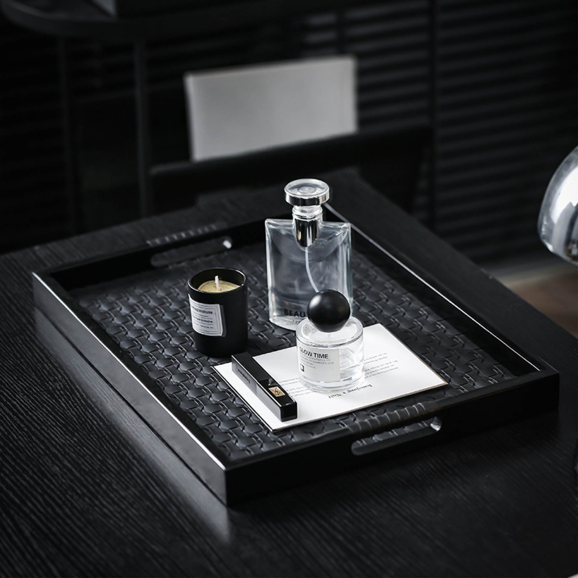 Rectangular Weave Leather Tray