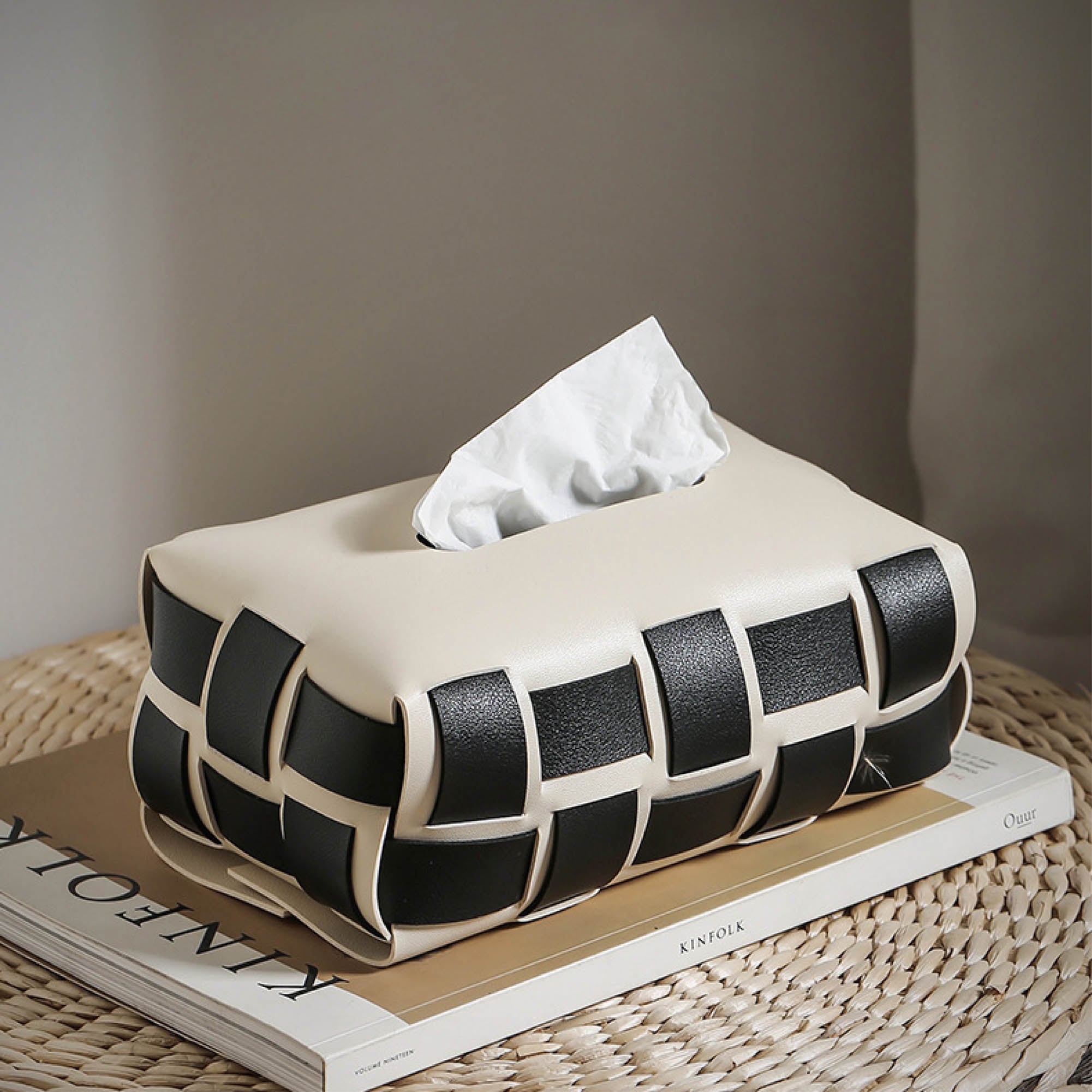 Weave Leather Tissue Box Cover