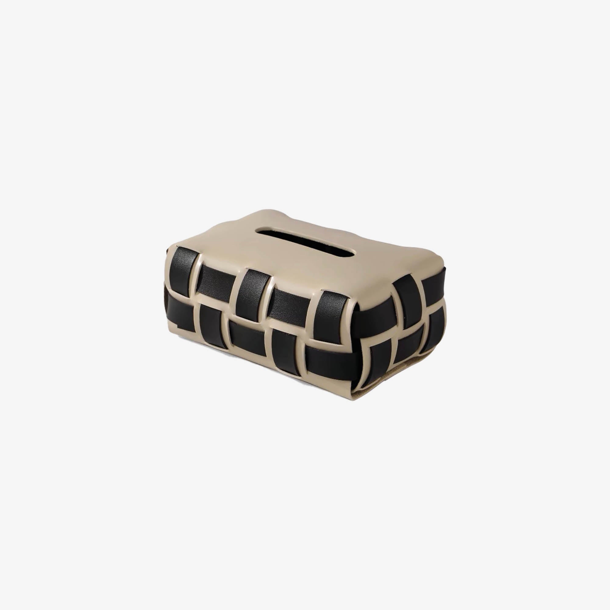Weave Leather Tissue Box Cover