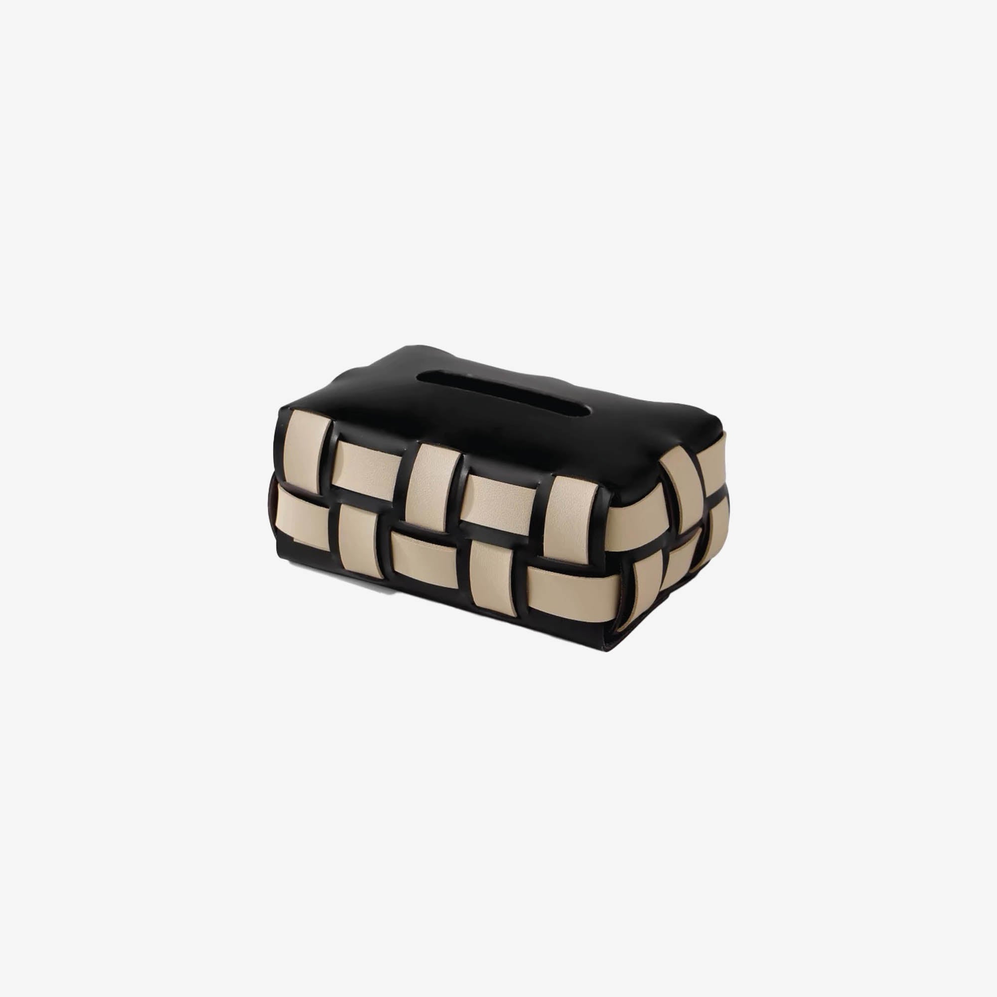 Weave Leather Tissue Box Cover