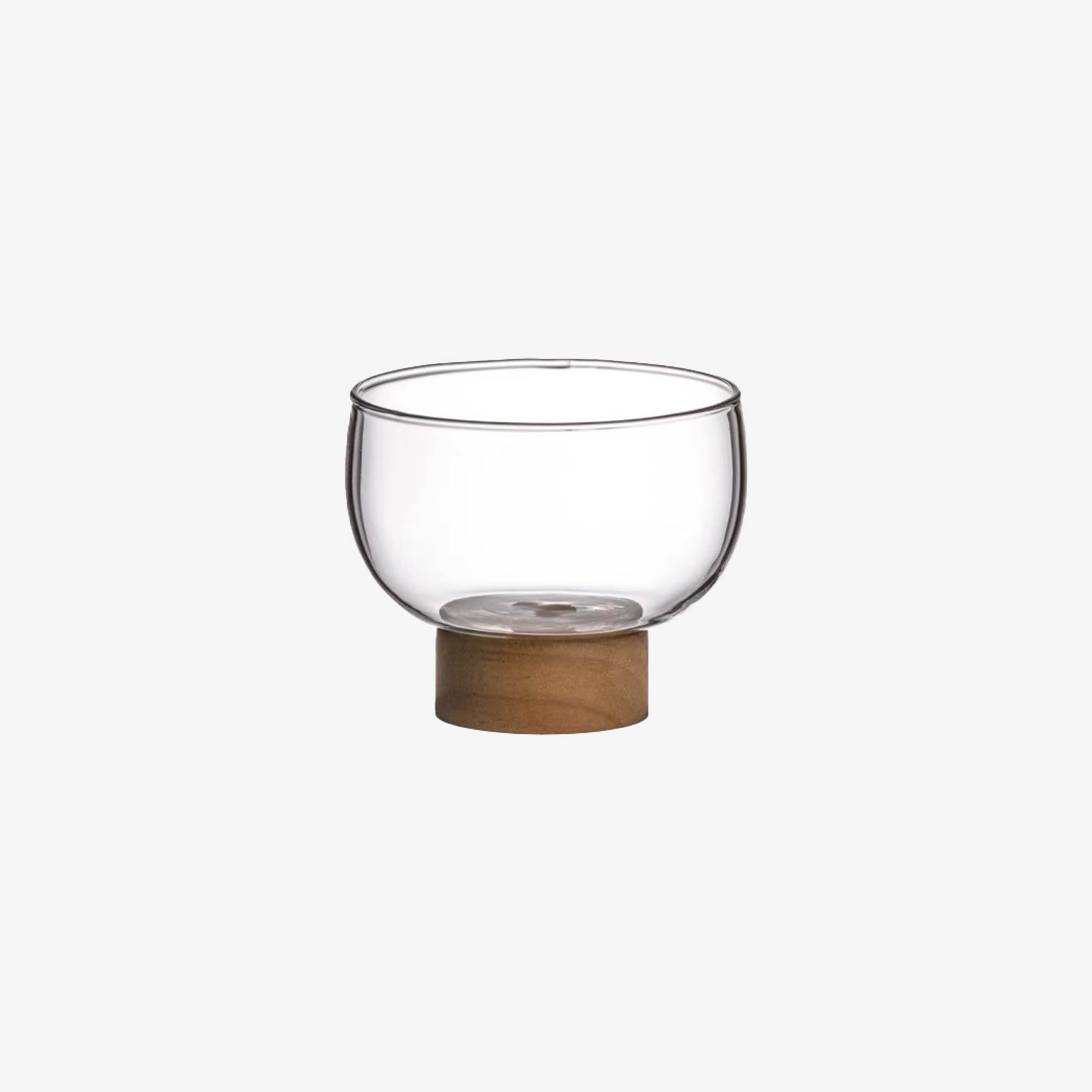 Glass Bowl with Wooden Base
