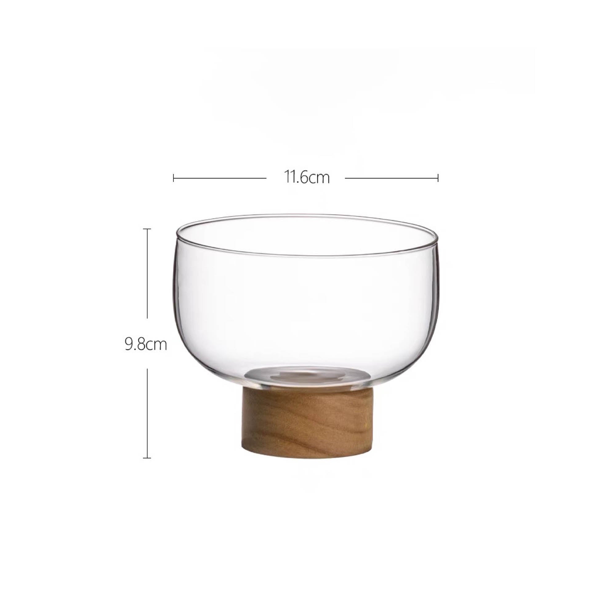 Glass Bowl with Wooden Base