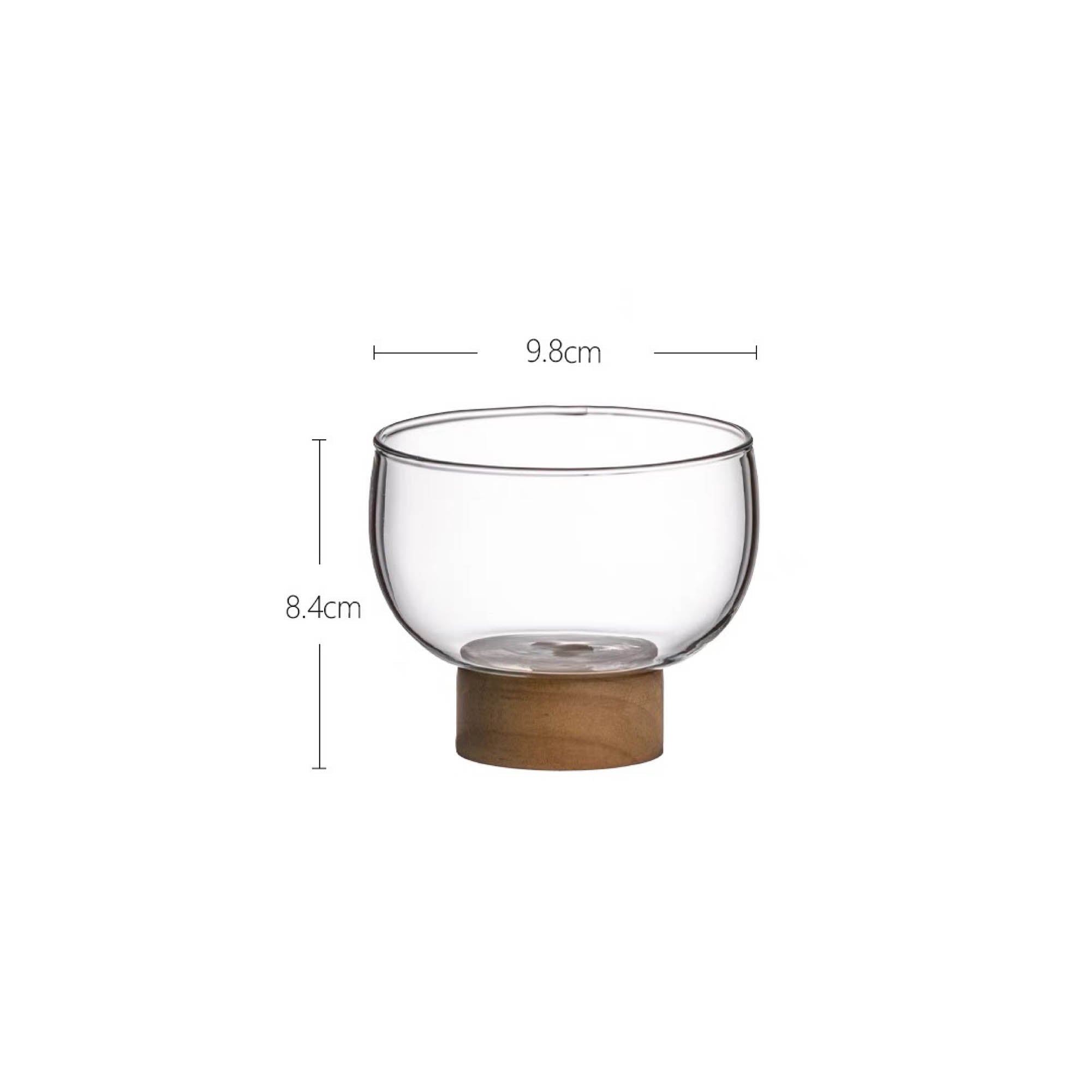 Glass Bowl with Wooden Base