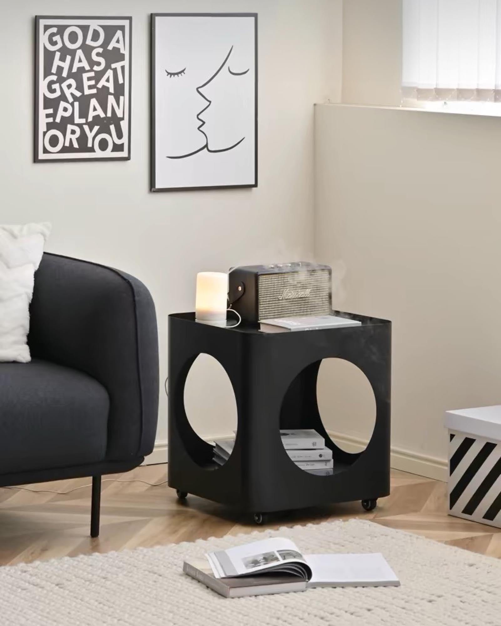 Moon Side Table with Wheels