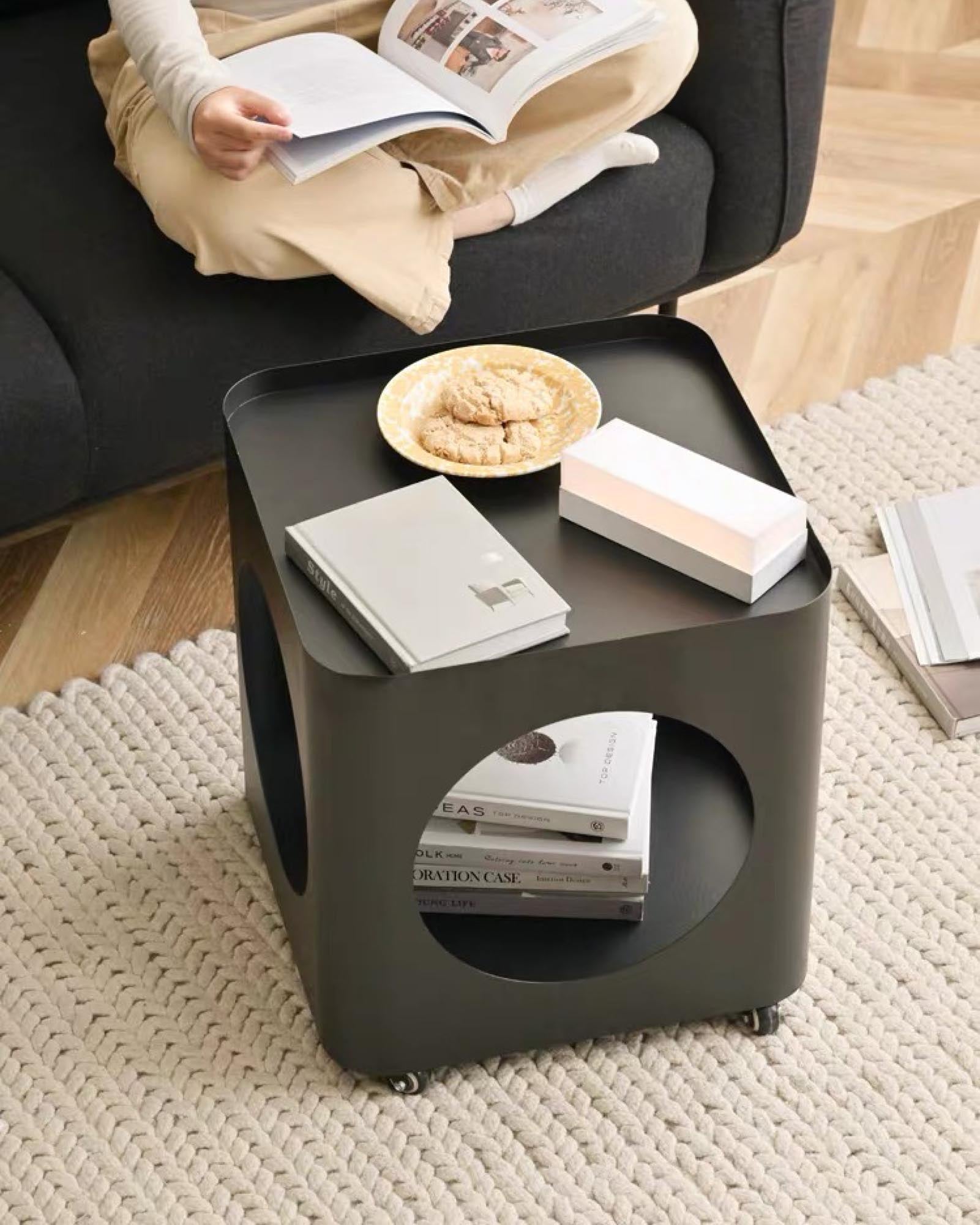 Moon Side Table with Wheels