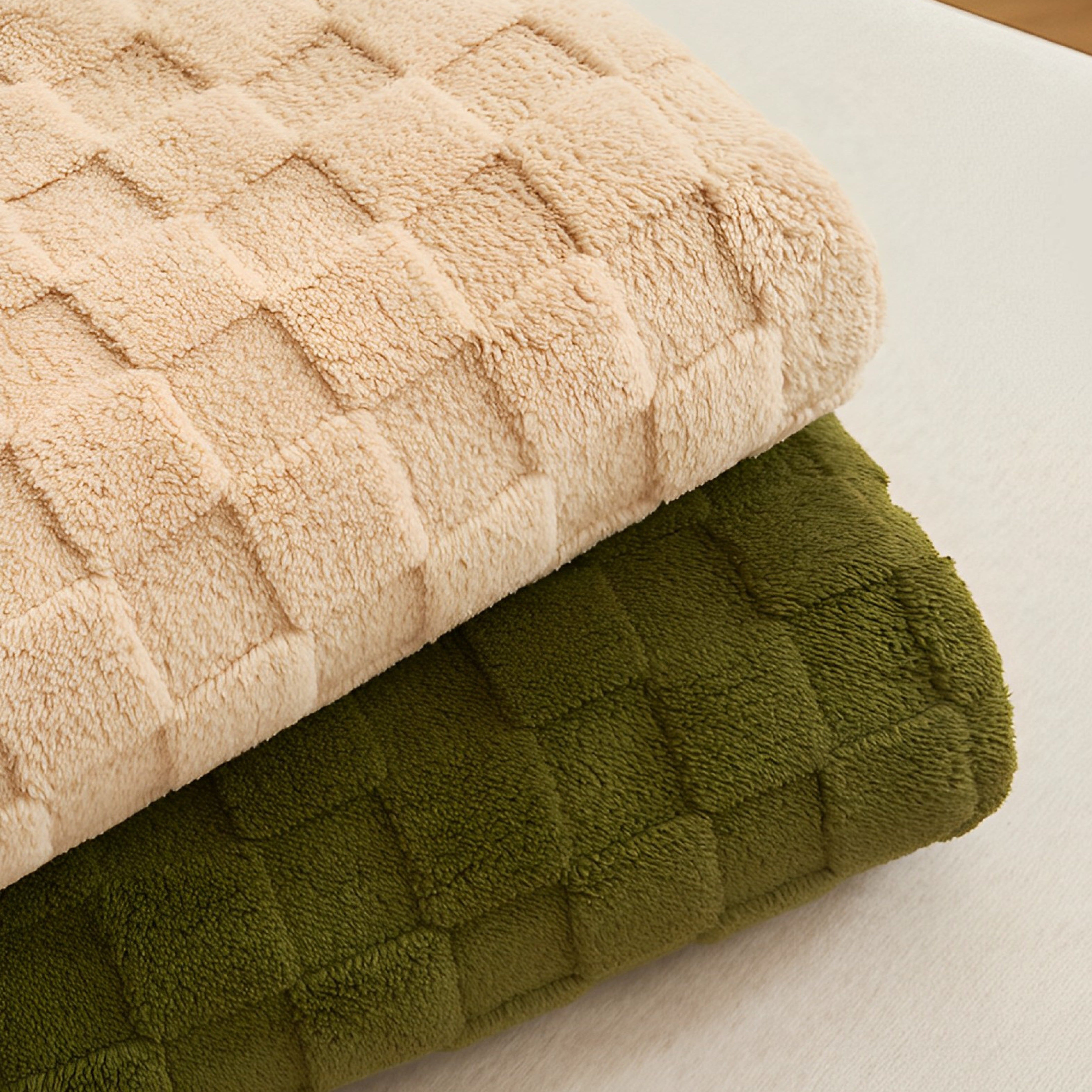 Checkered Faux Fur Blanket Throw