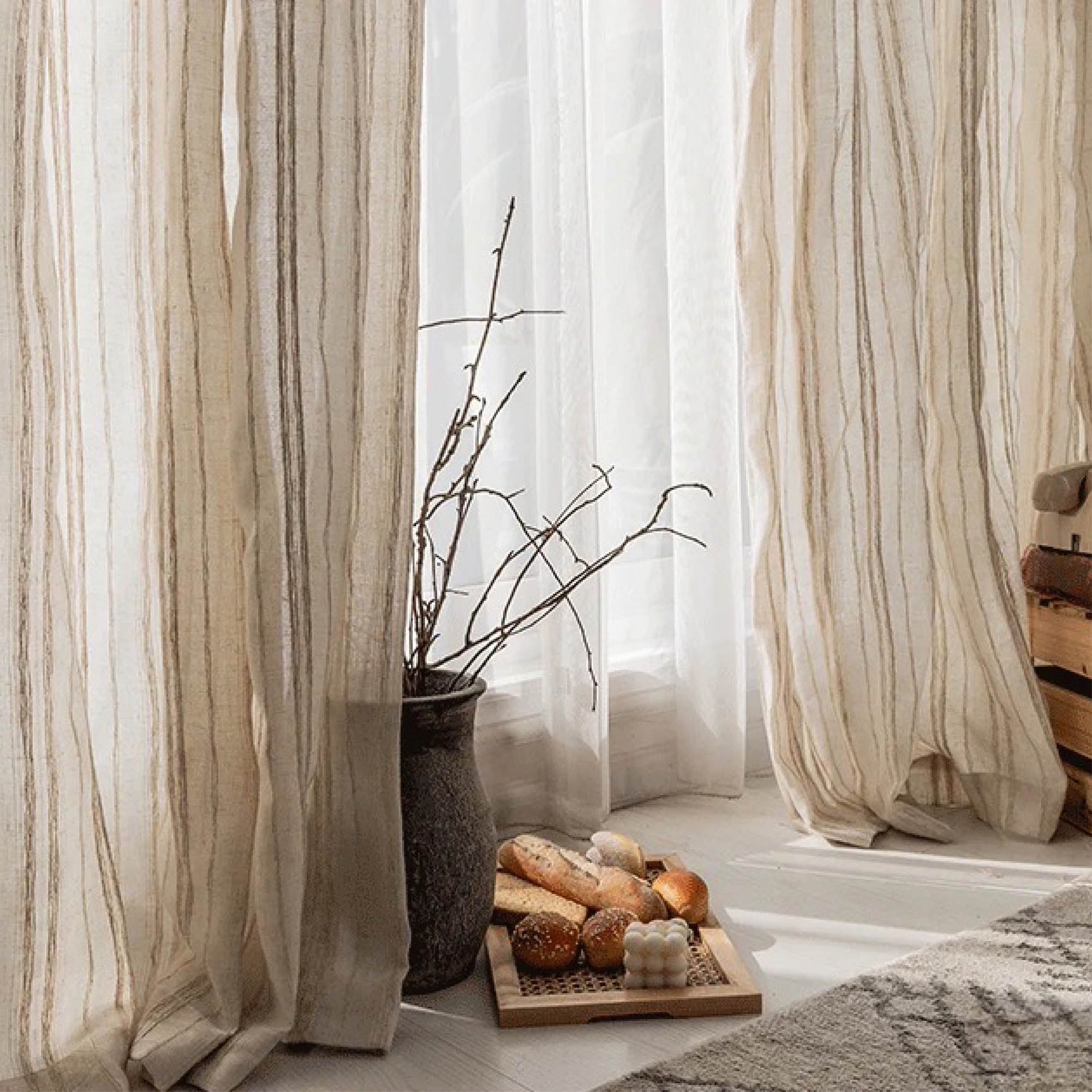 Brown Textured Sheer Curtains