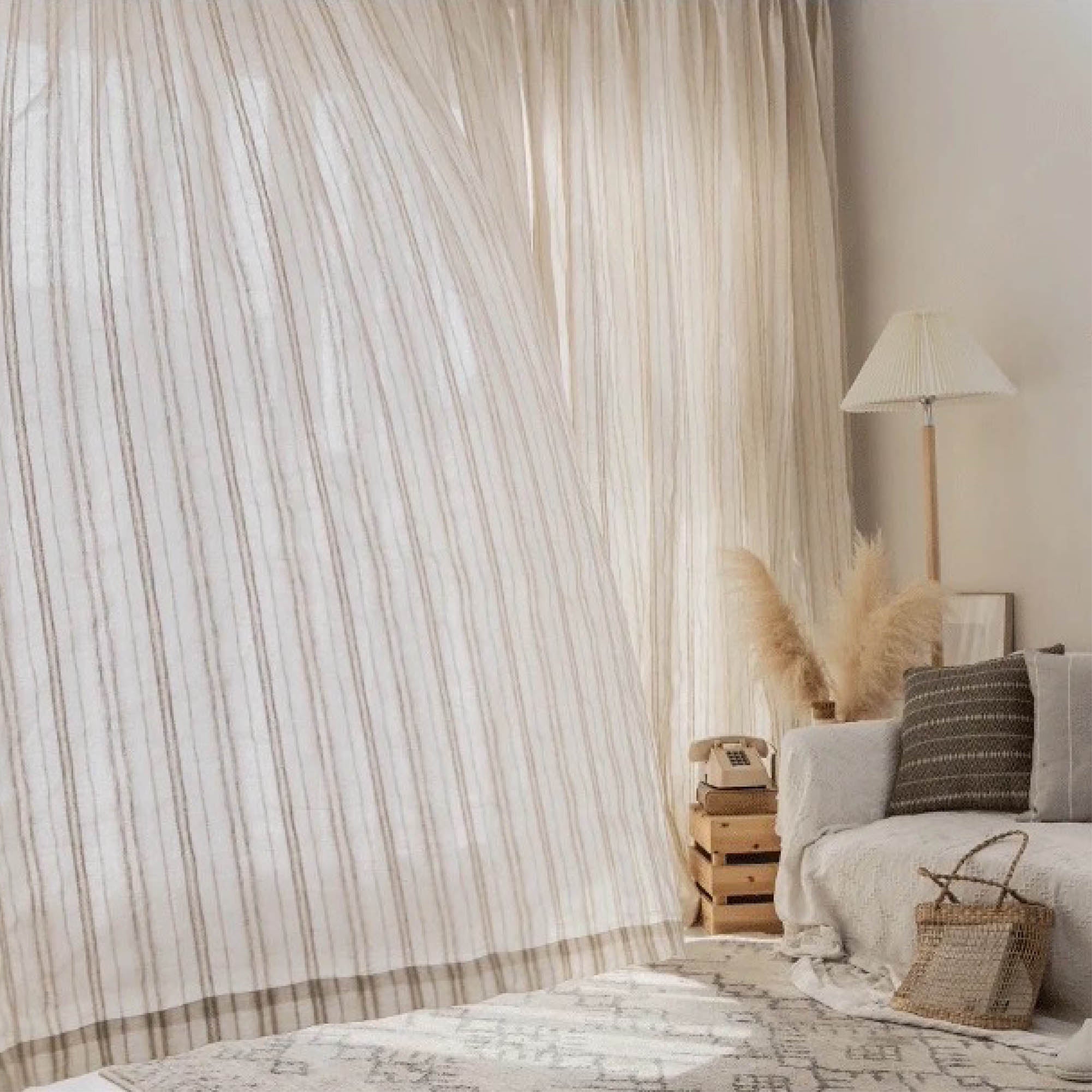 Brown Textured Sheer Curtains