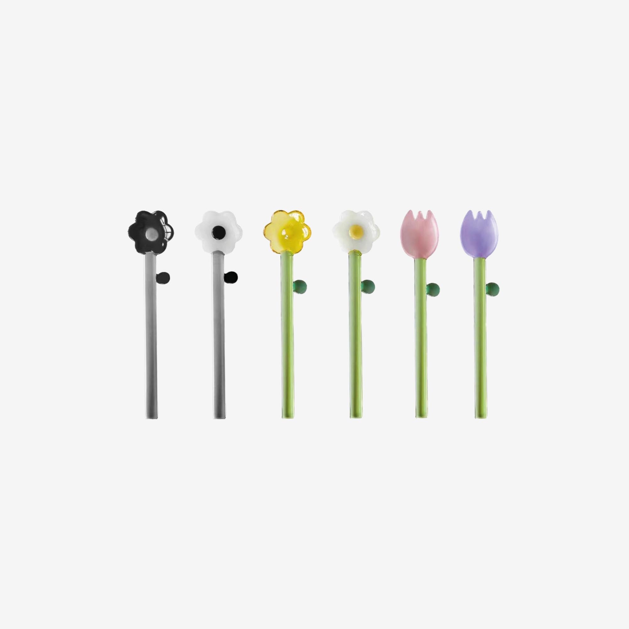 Flower Glass Stirrer (set of six)