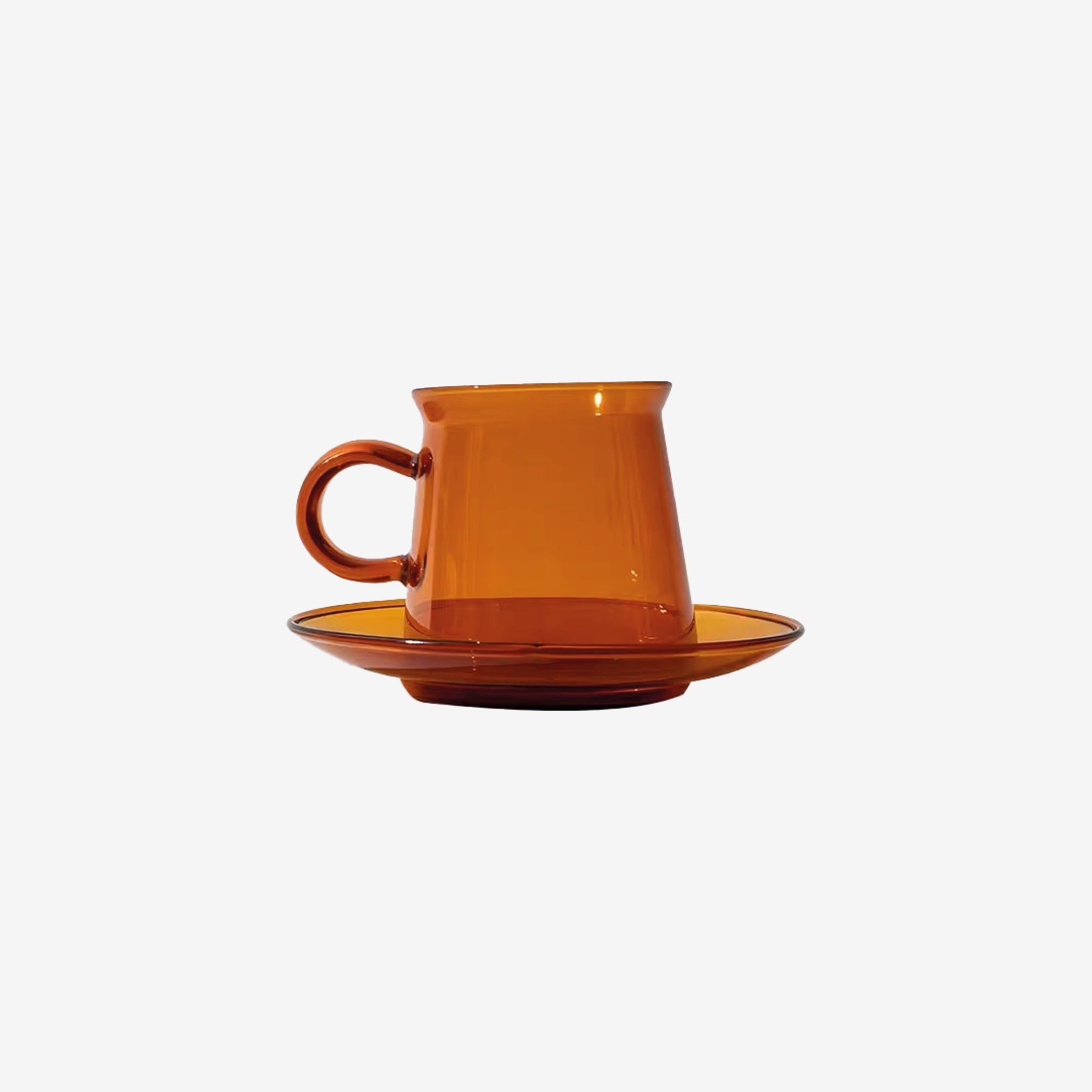 Glass Mug and Saucer