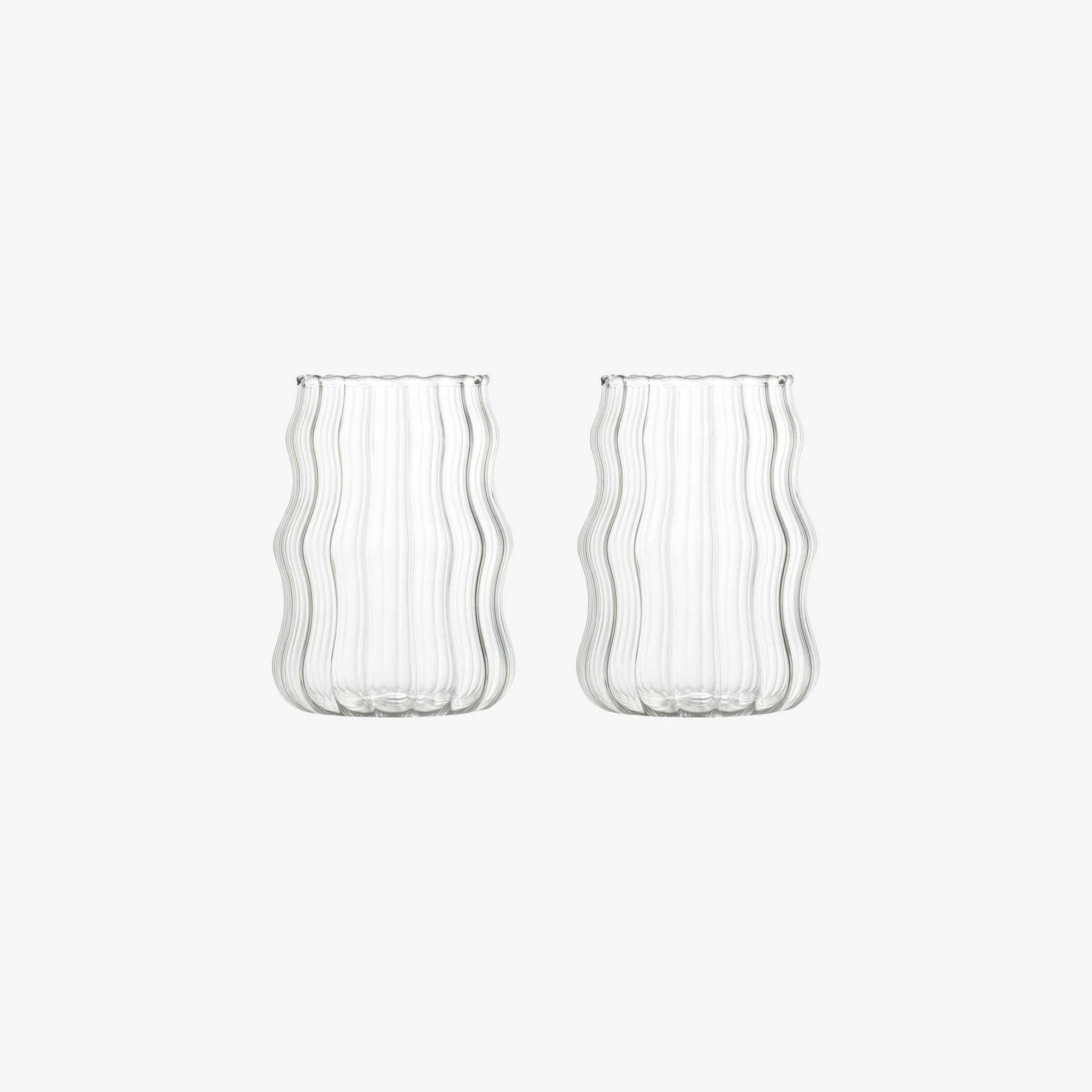 Ribbed Glass Cup (set of two)