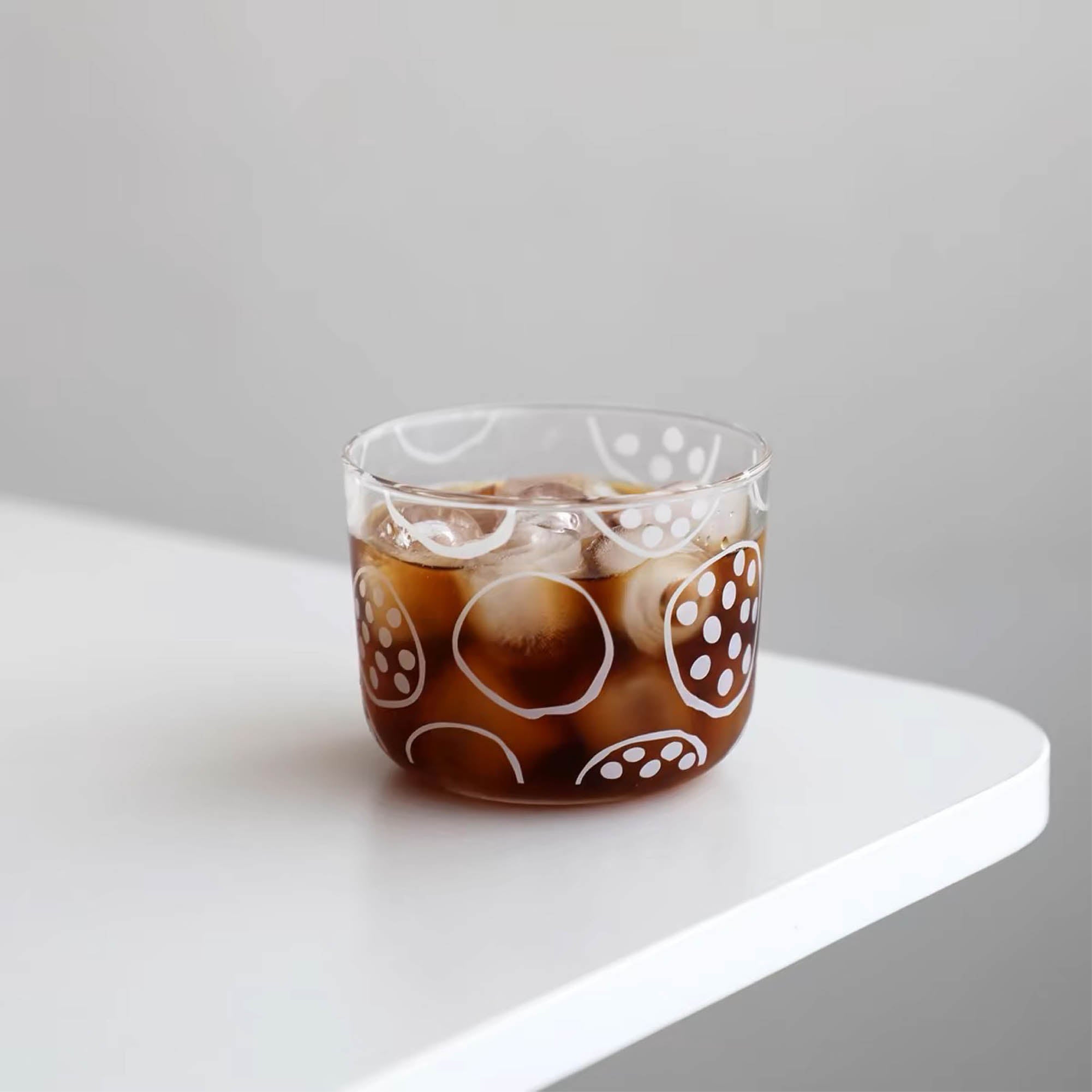 White Patterned Short Glass (set of three)