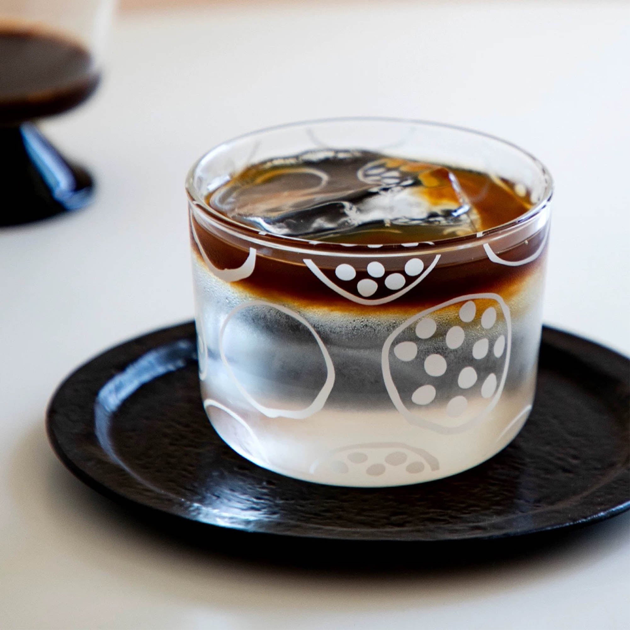 White Patterned Short Glass (set of three)