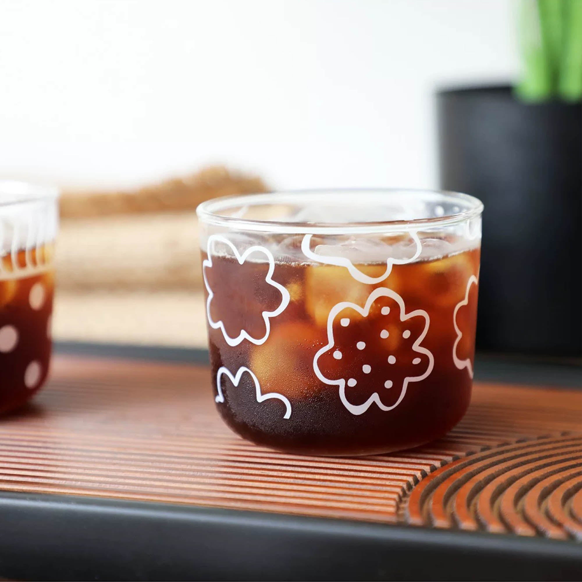 White Patterned Short Glass (set of three)