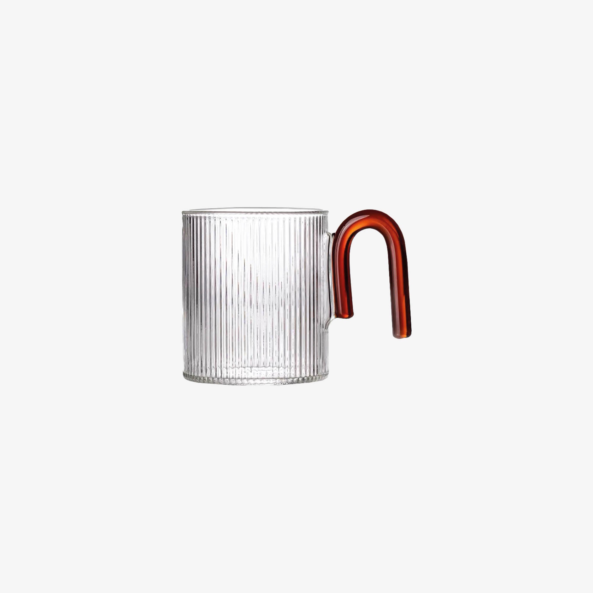 Ribbed Glass Mug with Arched Handle