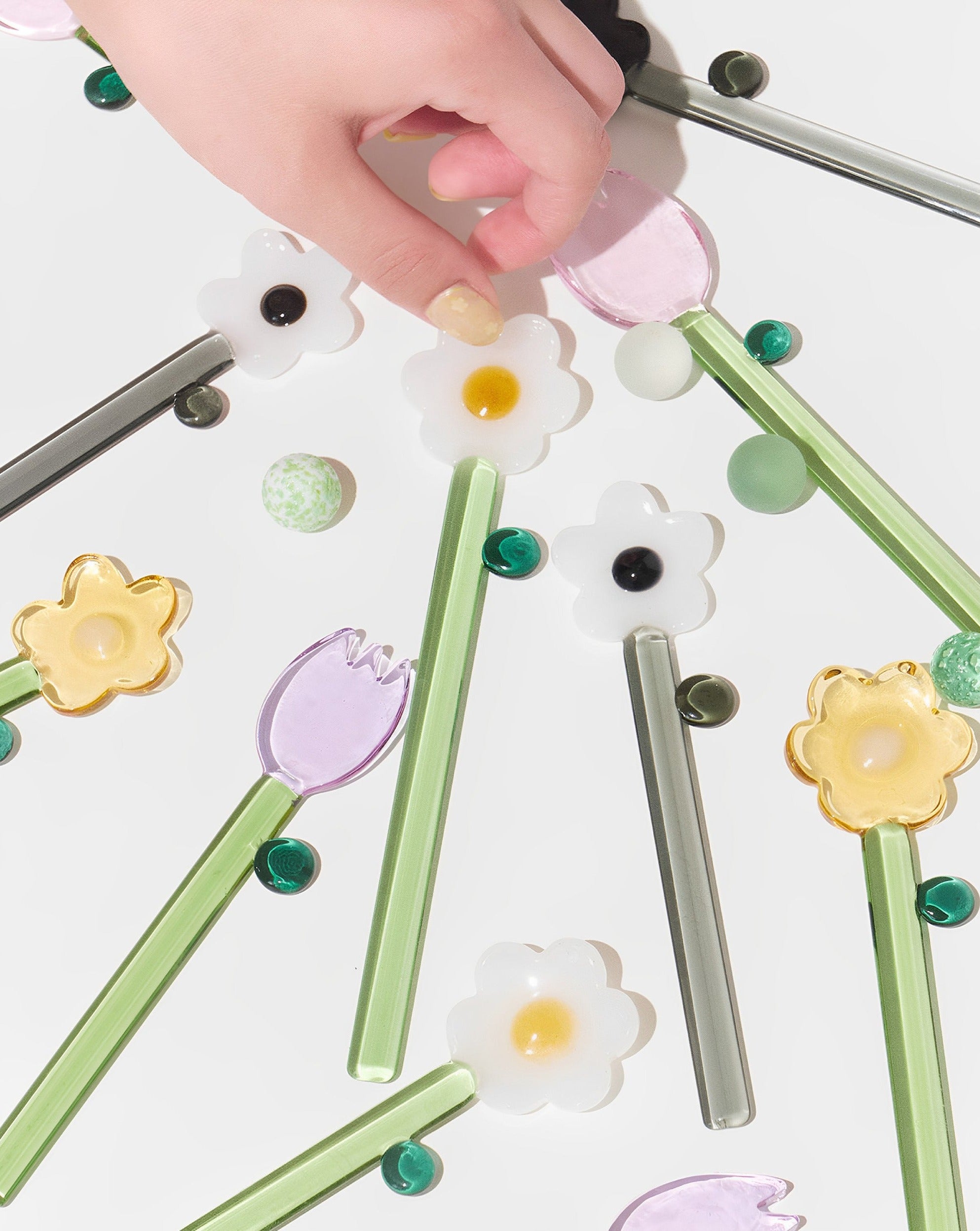 Flower Glass Stirrer (set of six)