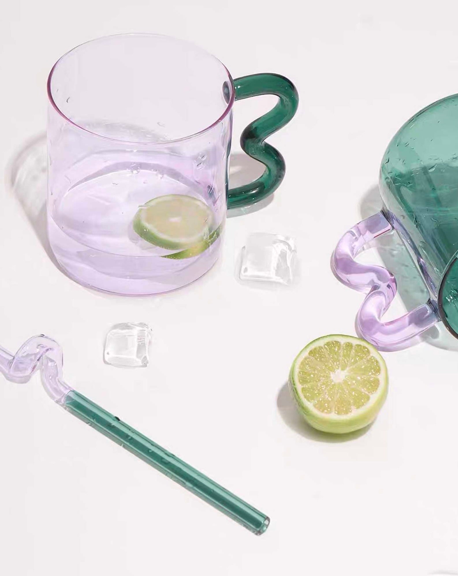 Glass Mug with Squiggle Handle