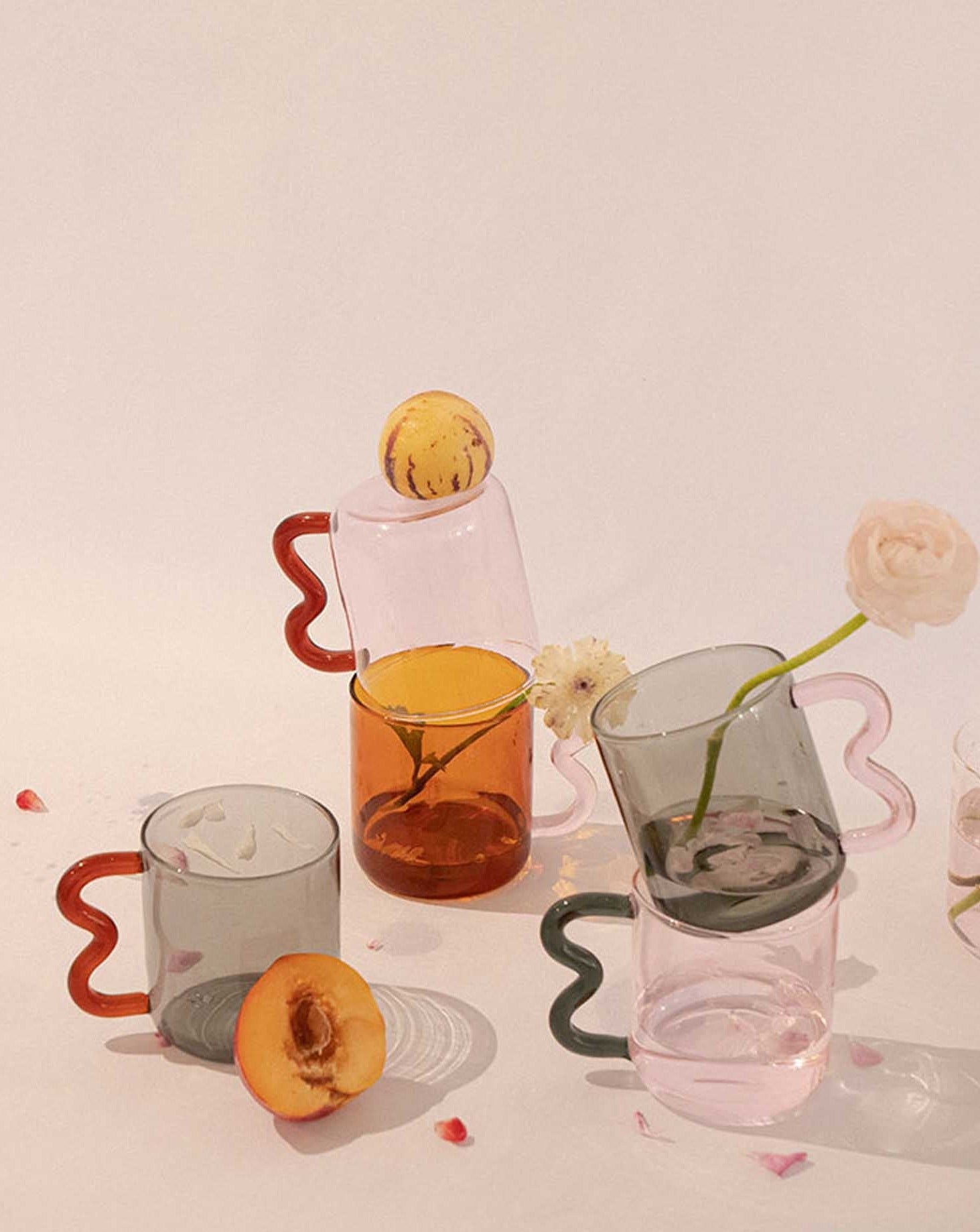 Glass Mug with Squiggle Handle