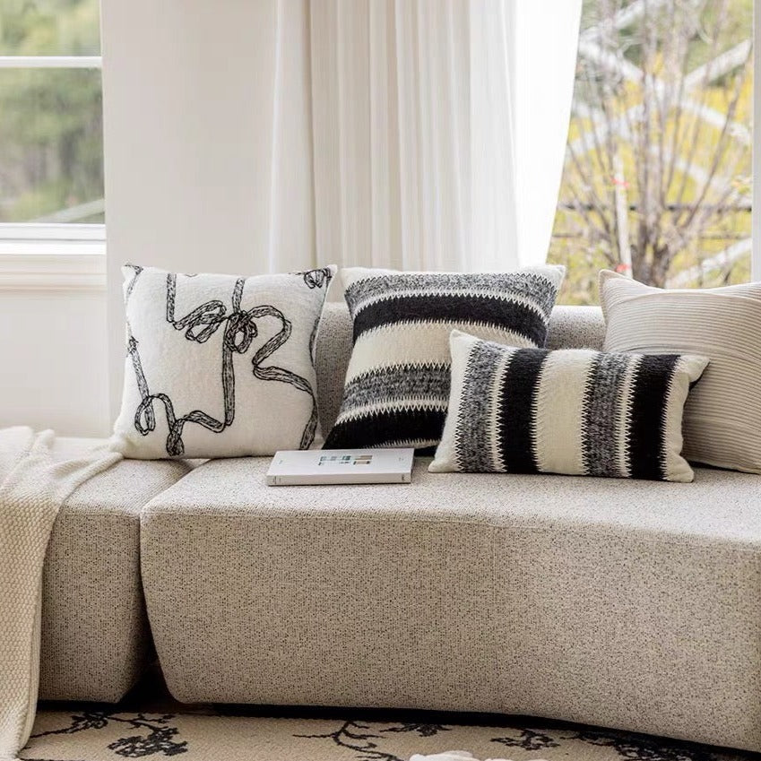 Black and White Striped Cushion Cover