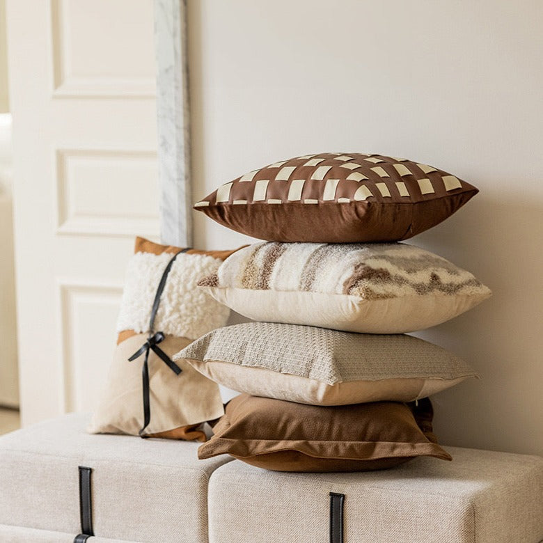 Brown Gradient Faux Lamb Cushion Cover