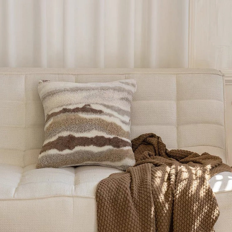Brown Gradient Faux Lamb Cushion Cover