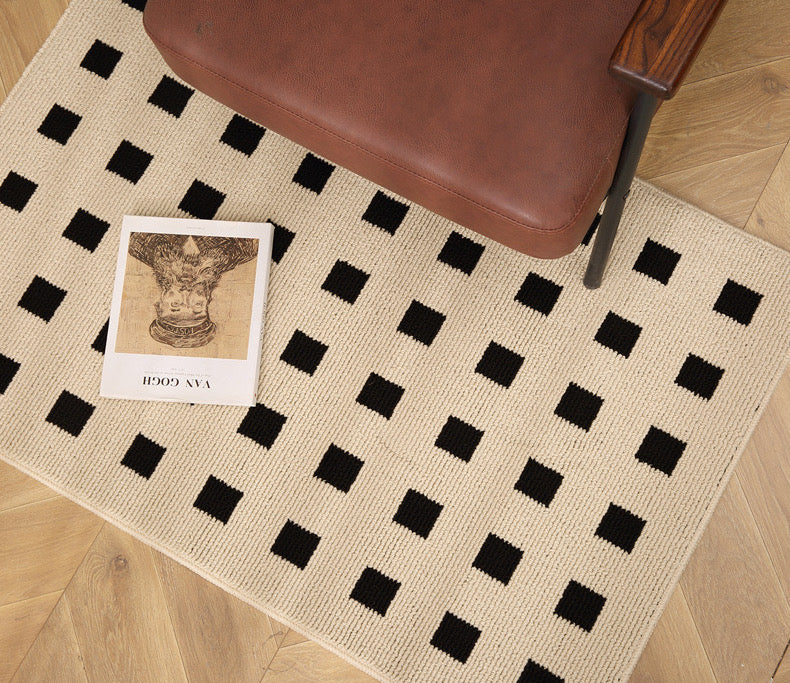 Beige Dotted Square Rug