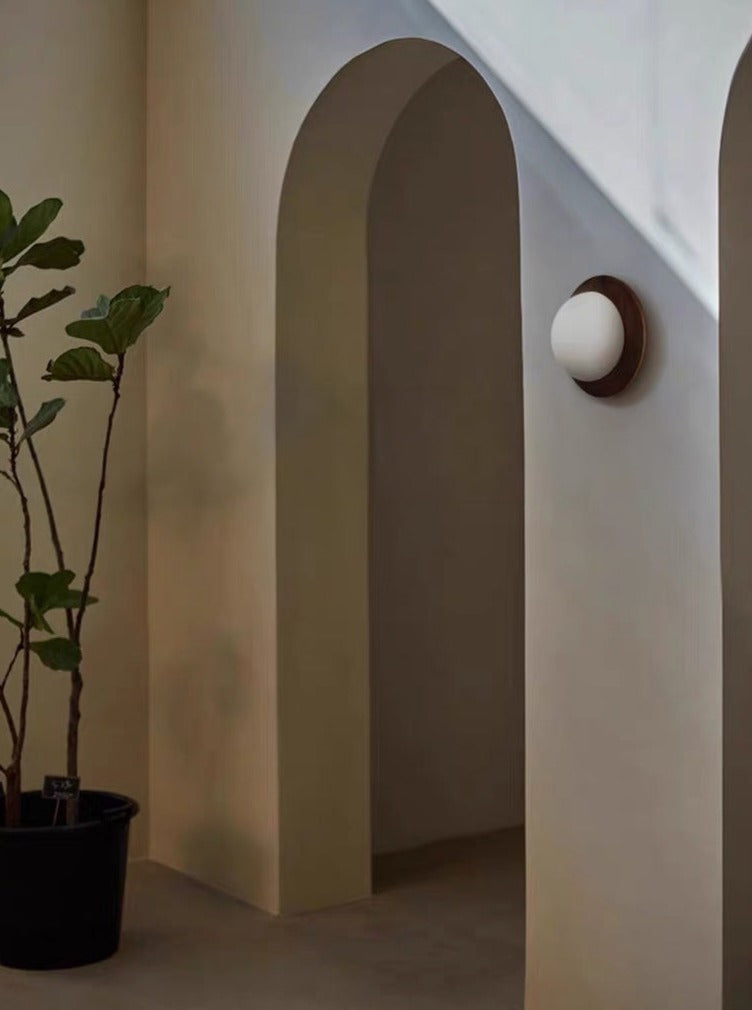 Round Wood Wall Sconce