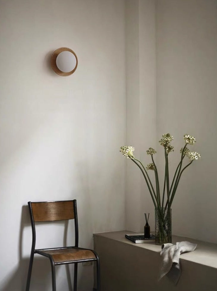 Round Wood Wall Sconce
