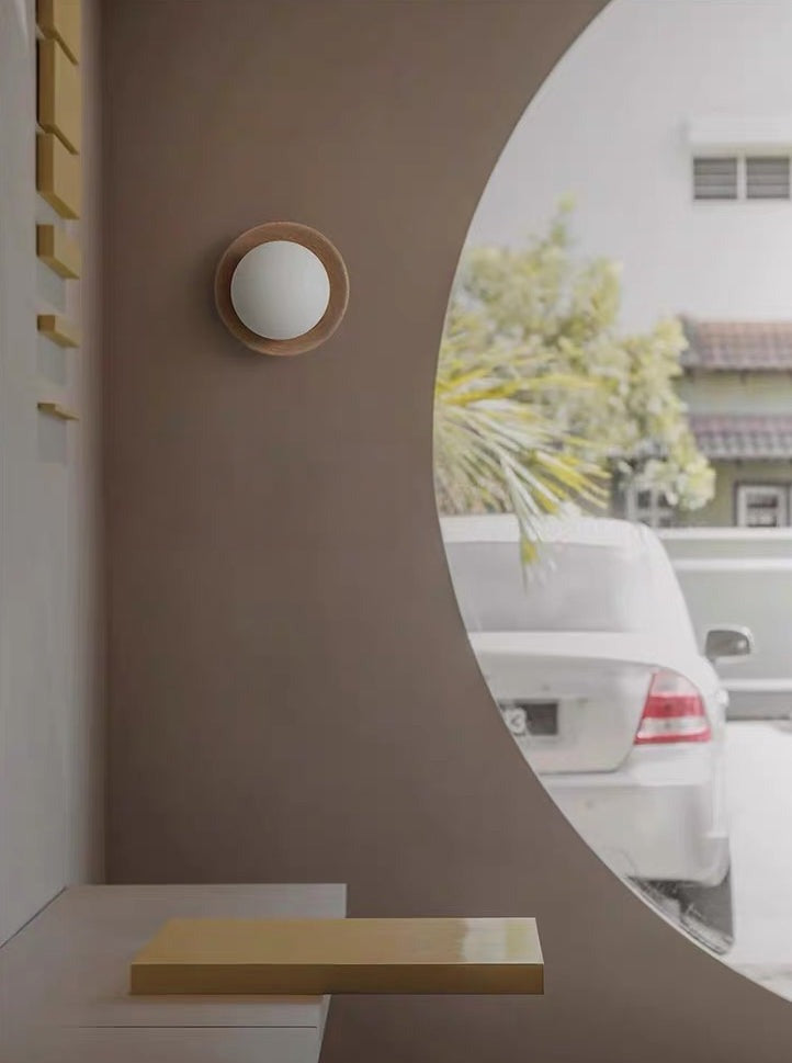Round Wood Wall Sconce