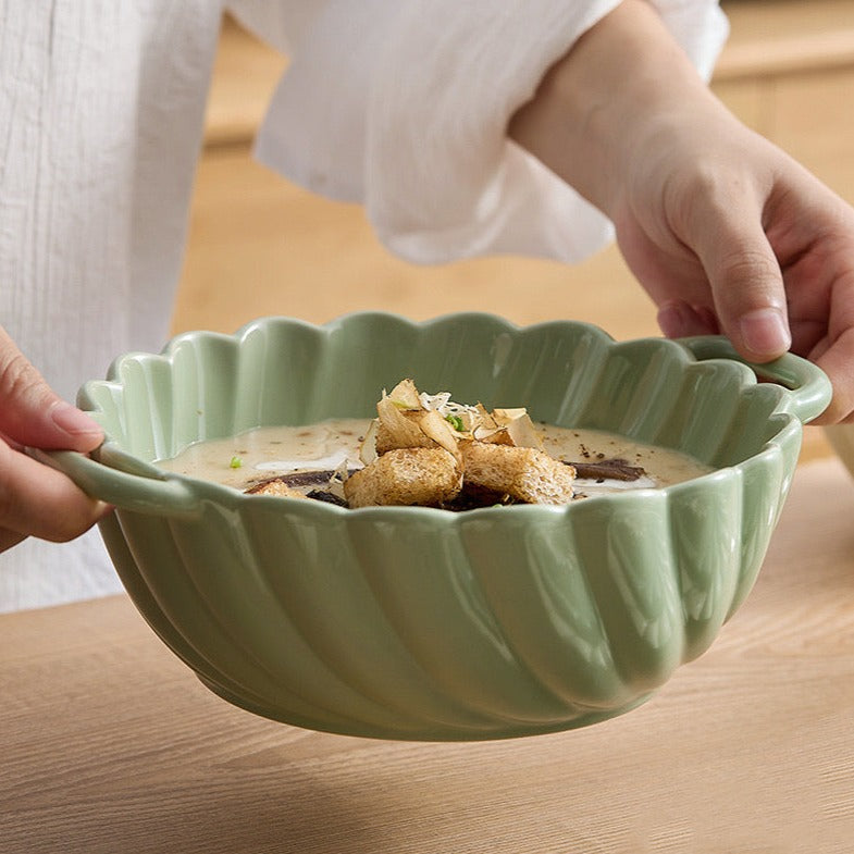 Swirl Edge Ceramic Serving Bowl