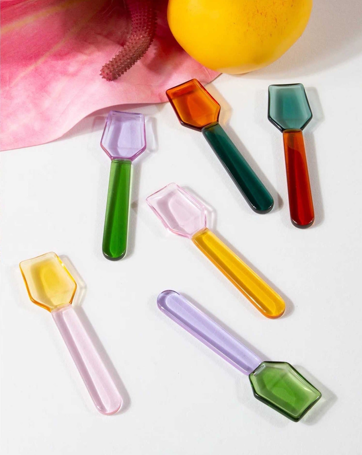 Color-Blocking Glass Spoon (set of three)