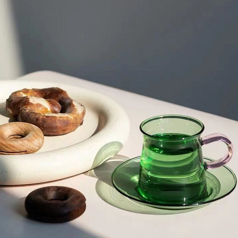 Glass Mug and Saucer