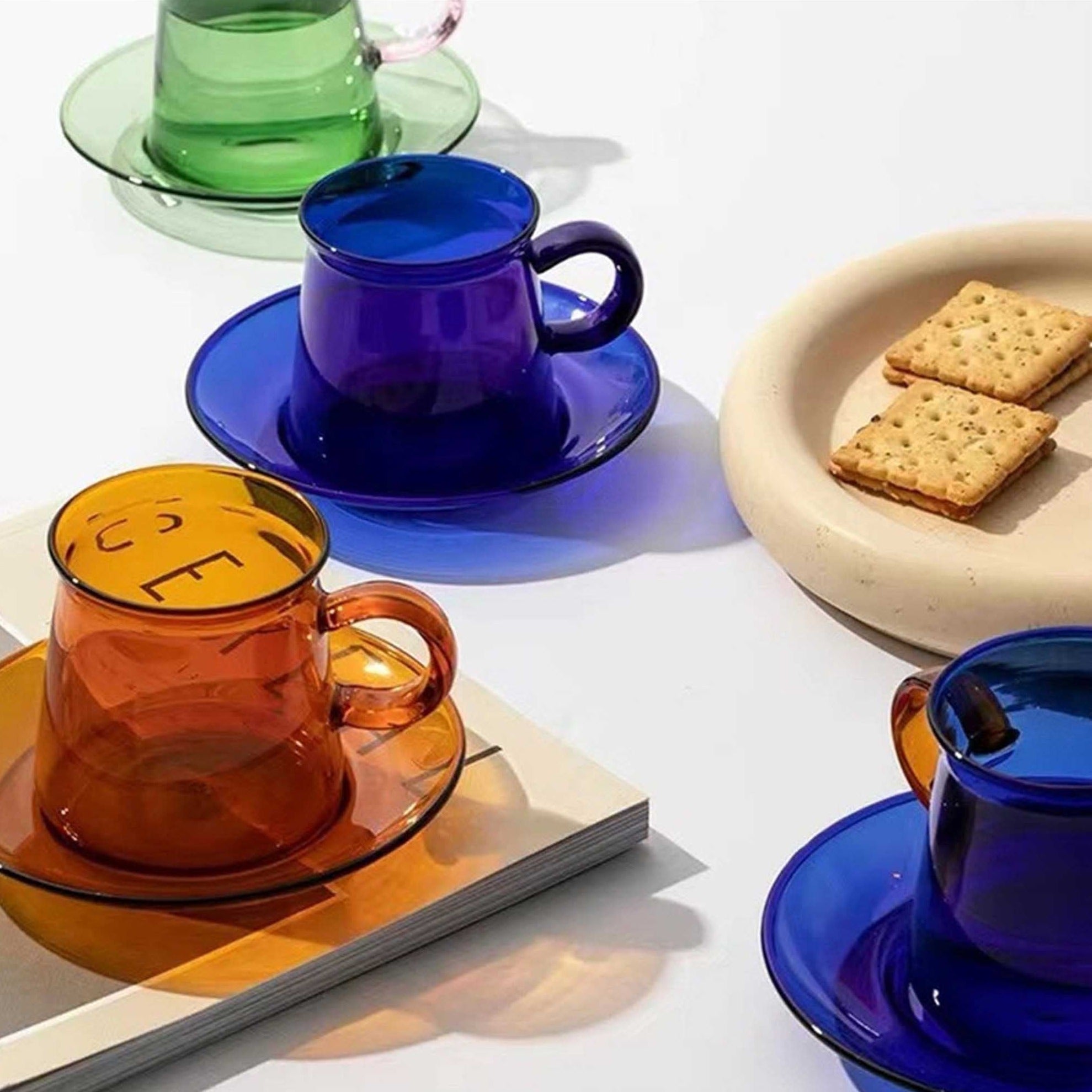 Glass Mug and Saucer