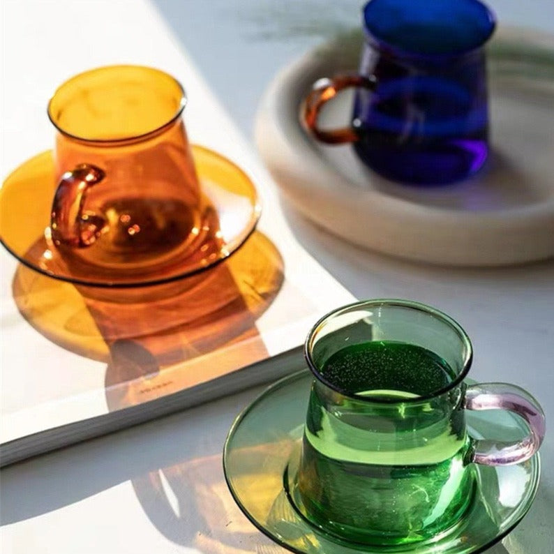 Glass Mug and Saucer
