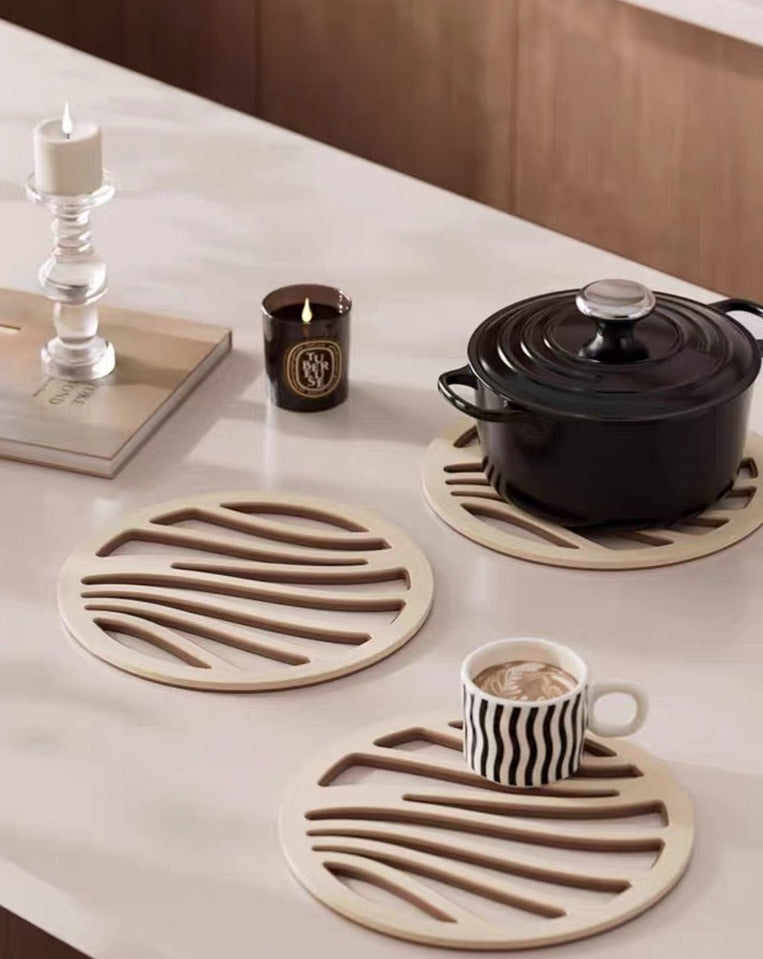 Cream Patterned Trivets (set of three)