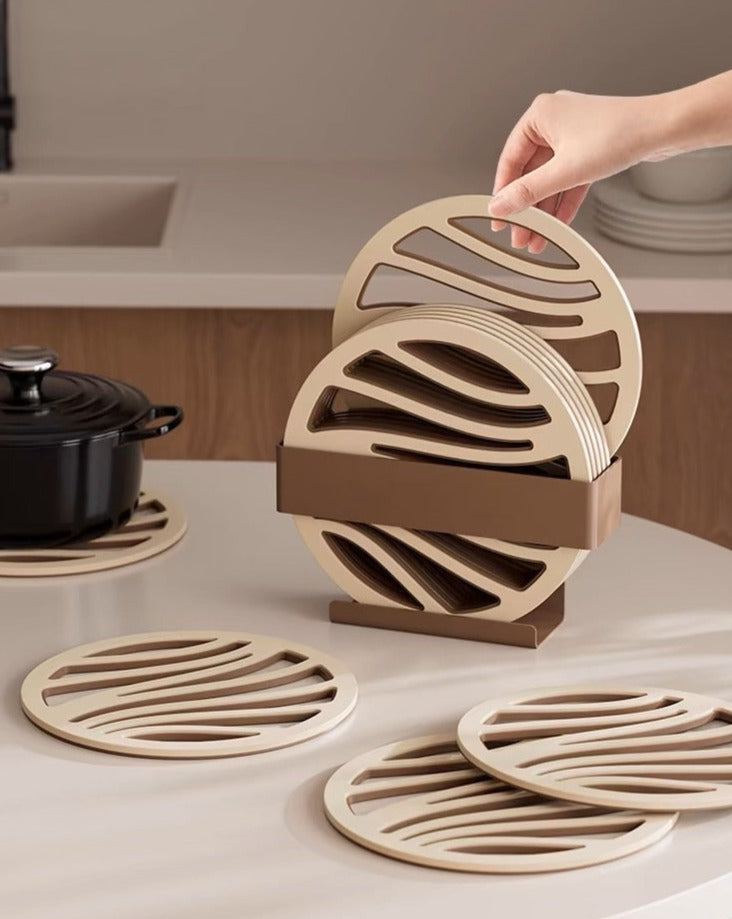 Cream Patterned Trivets (set of three)