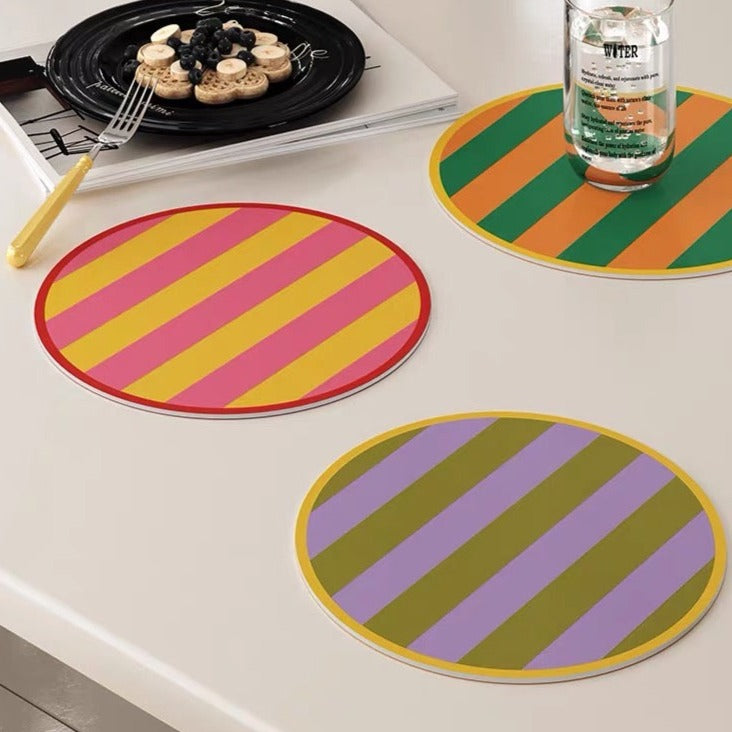 Color-Blocking Striped Round Trivet