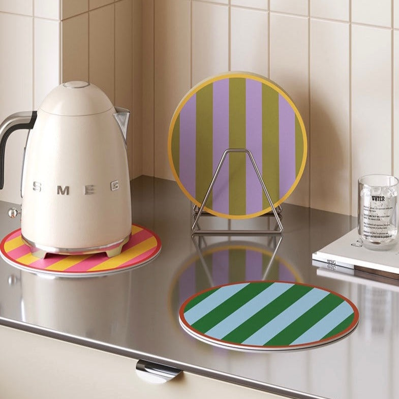 Color-Blocking Striped Round Trivet