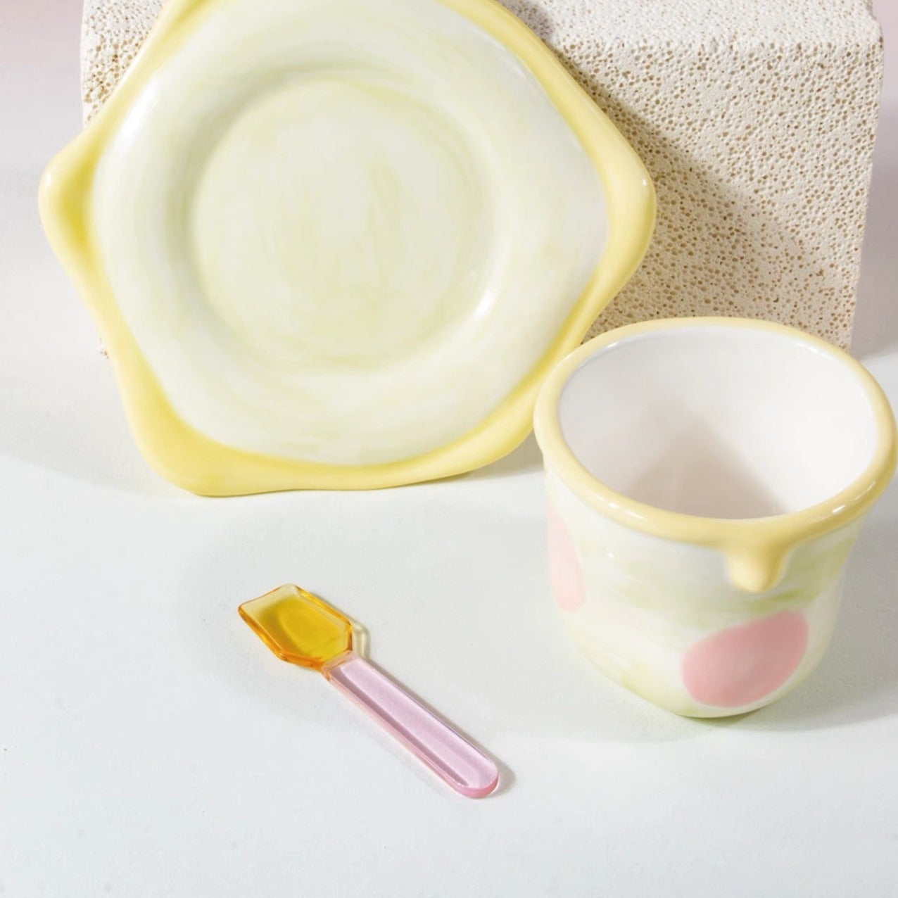 Color-Blocking Glass Spoon (set of three)